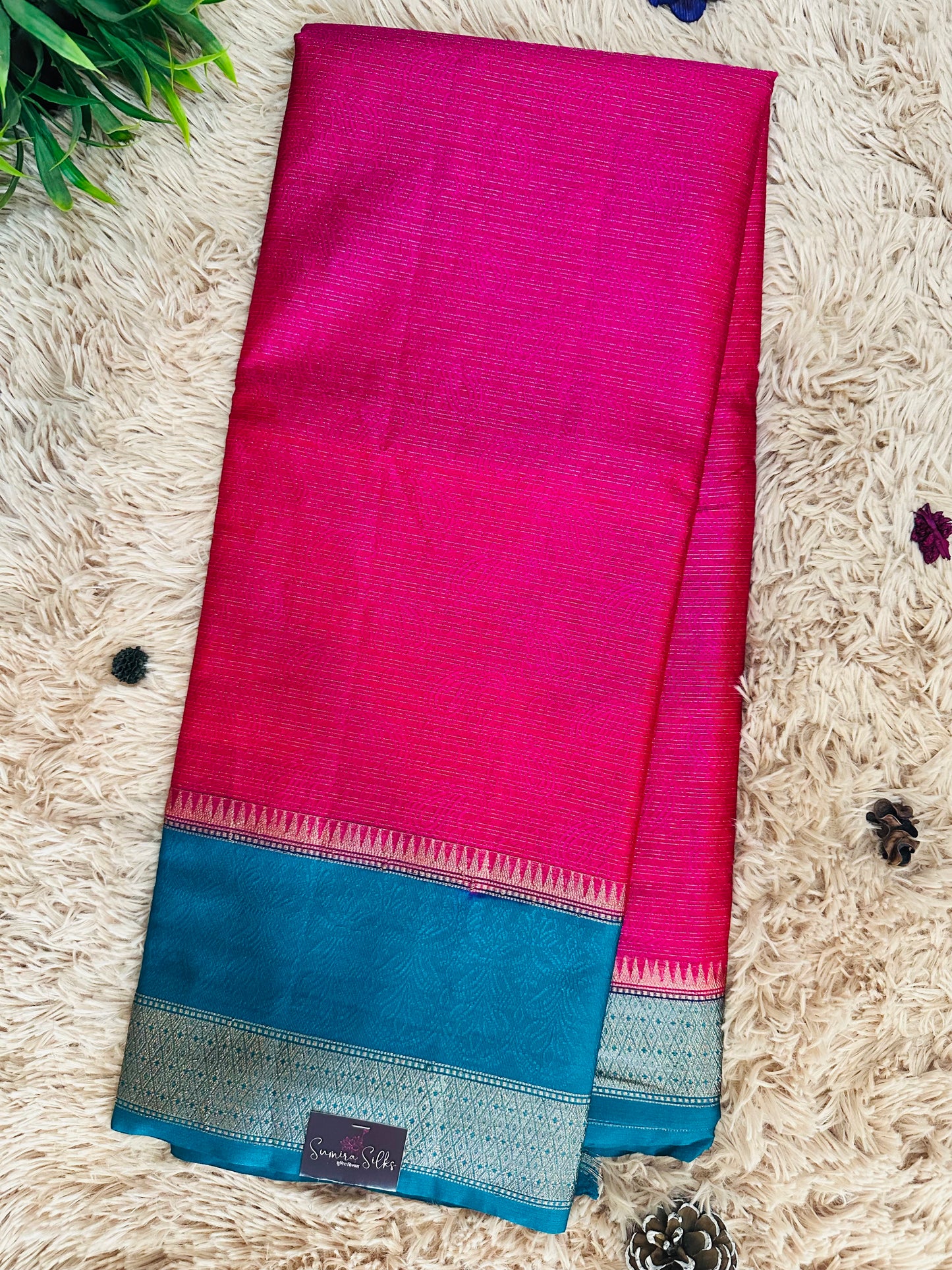 Rani Pink Mulberry Worm Silk Saree