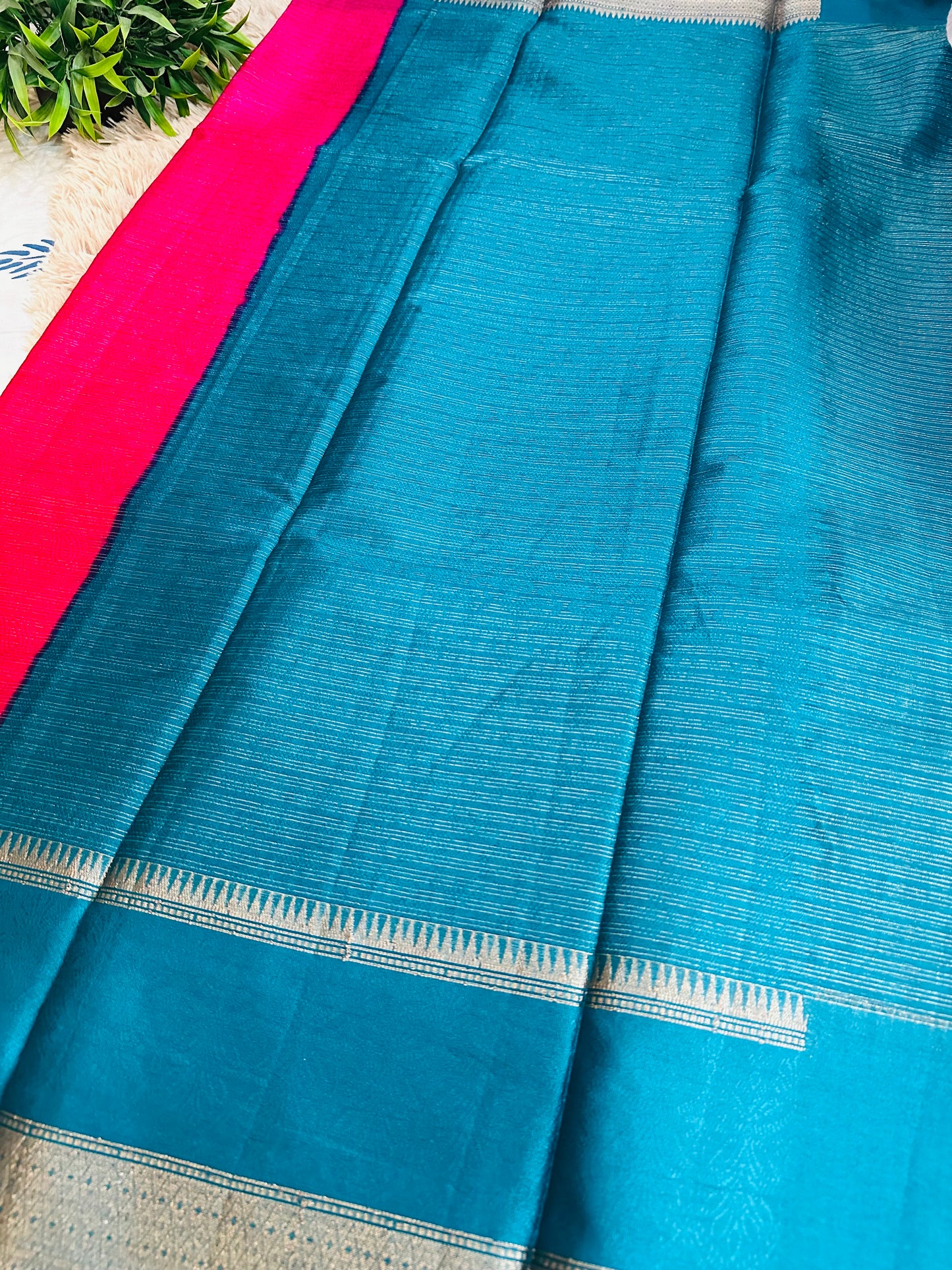 Rani Pink Mulberry Worm Silk Saree