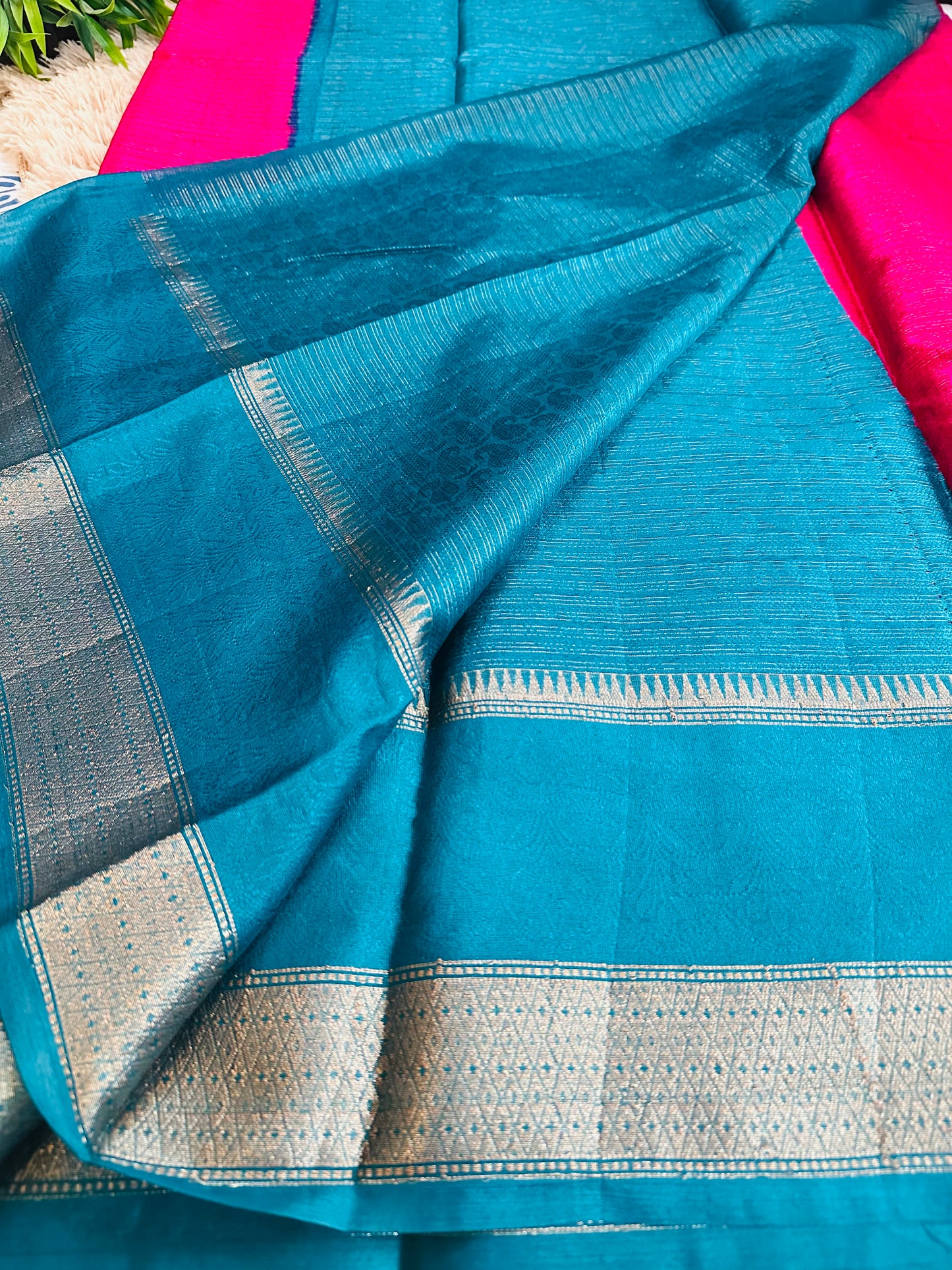 Rani Pink Mulberry Worm Silk Saree