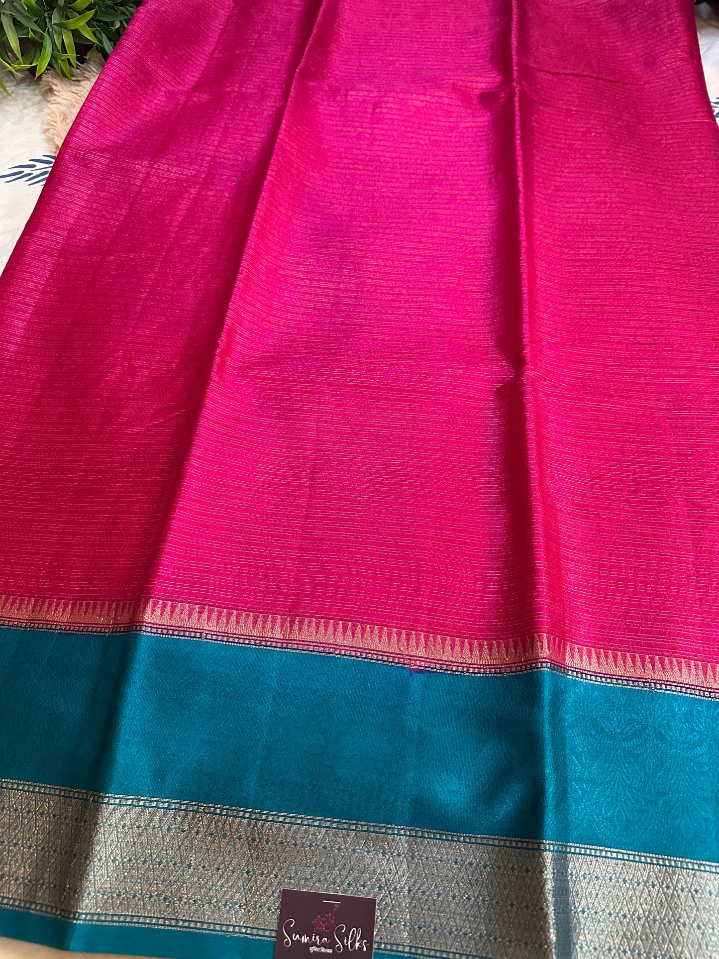 Rani Pink Mulberry Worm Silk Saree