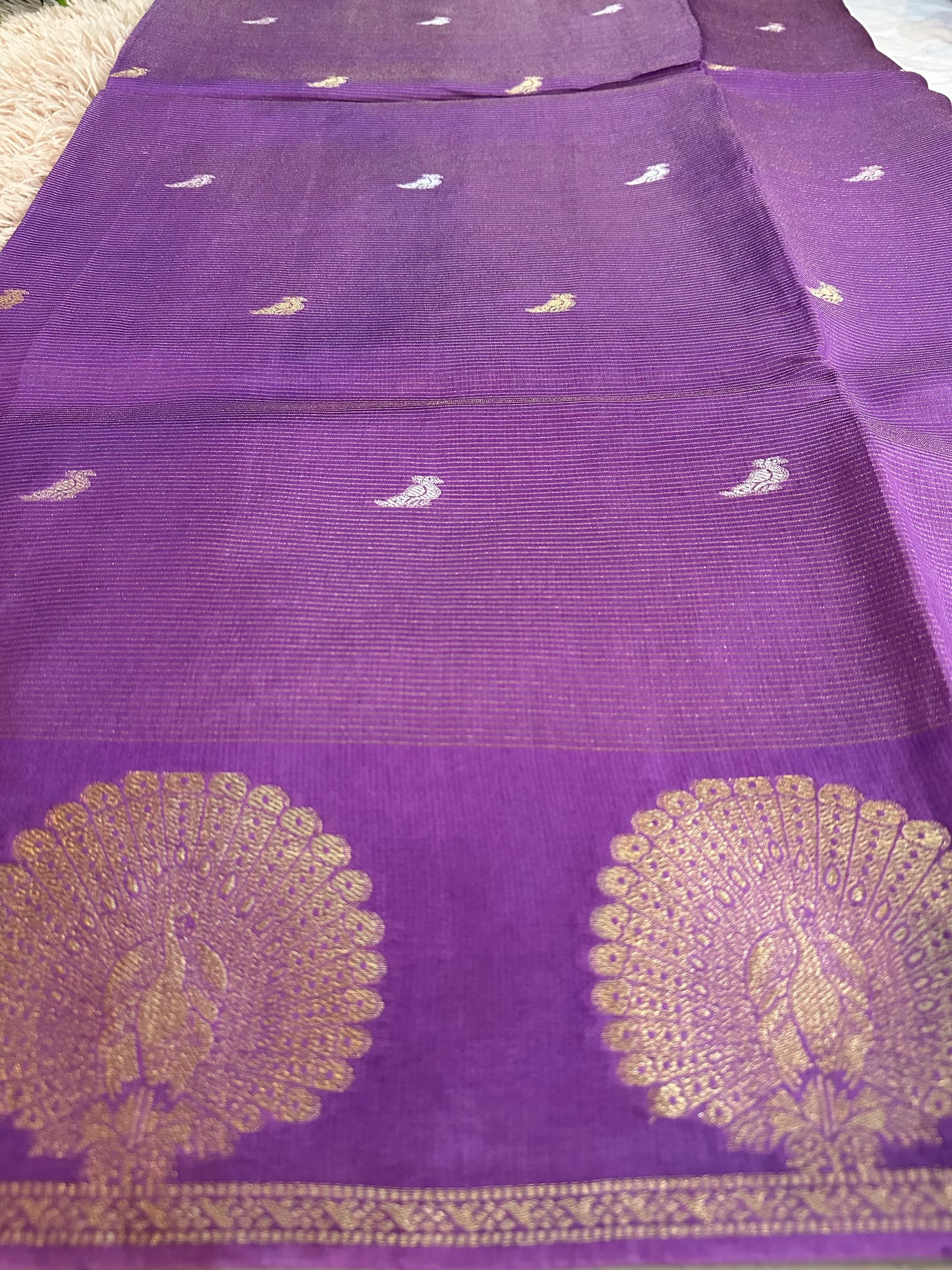 Pastel Purple Premium Muslin Silk Saree