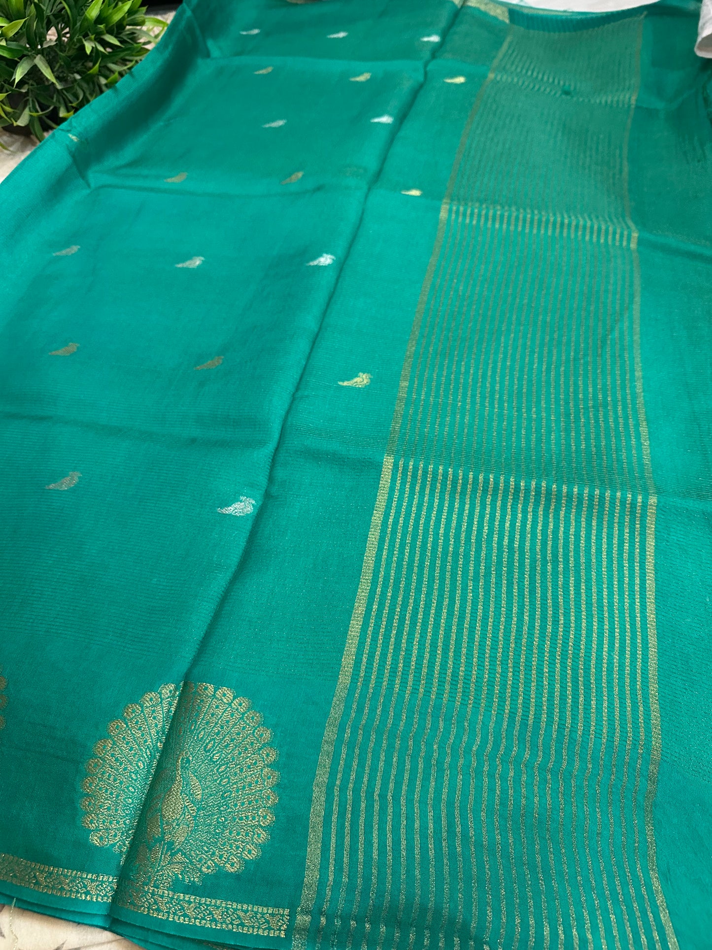 Rama Green Premium Muslin Silk Saree