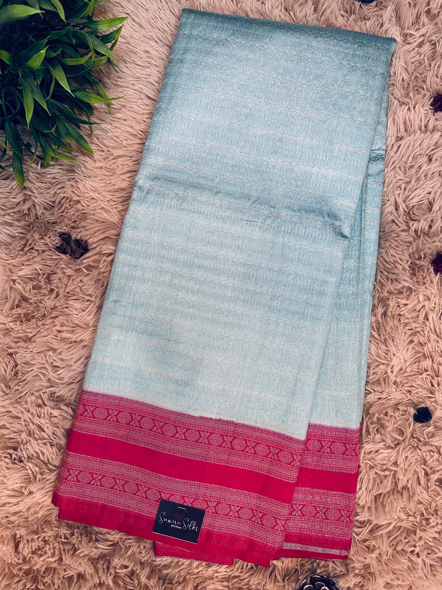Pastel Blue Soft Silk Saree