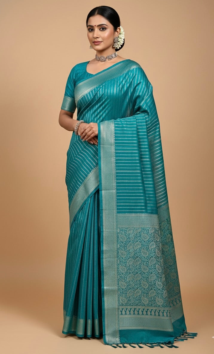 Rama Green Silk Saree with Mysore Mango Border