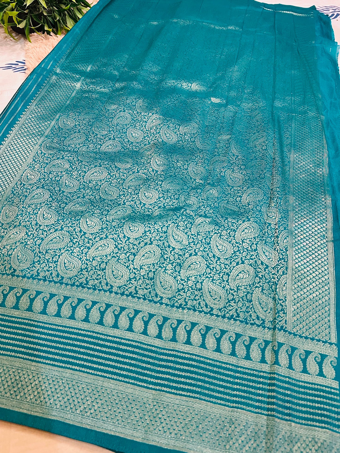 Rama Green Silk Saree with Mysore Mango Border