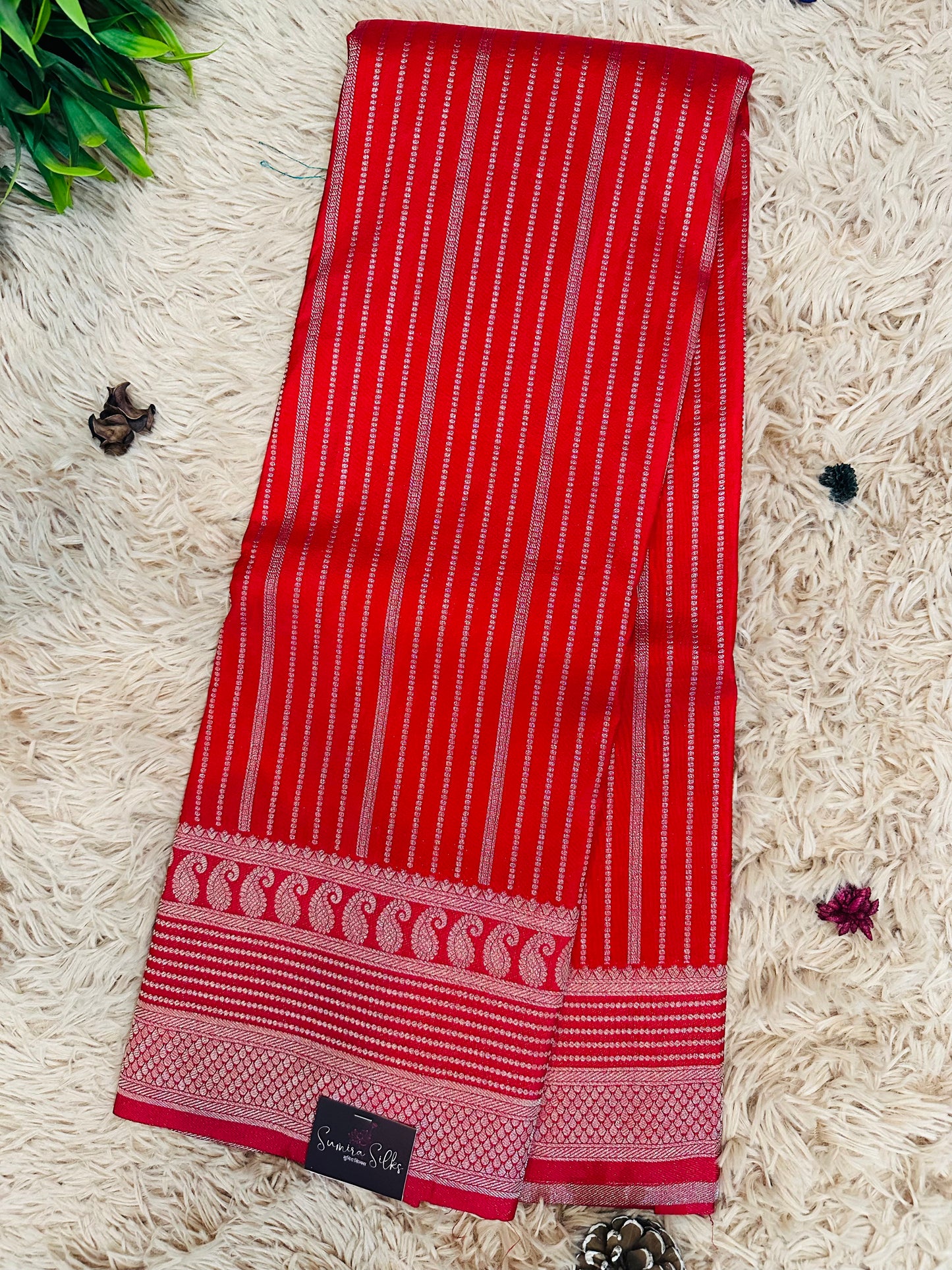 Red Silk Saree with Mysore Mango Border