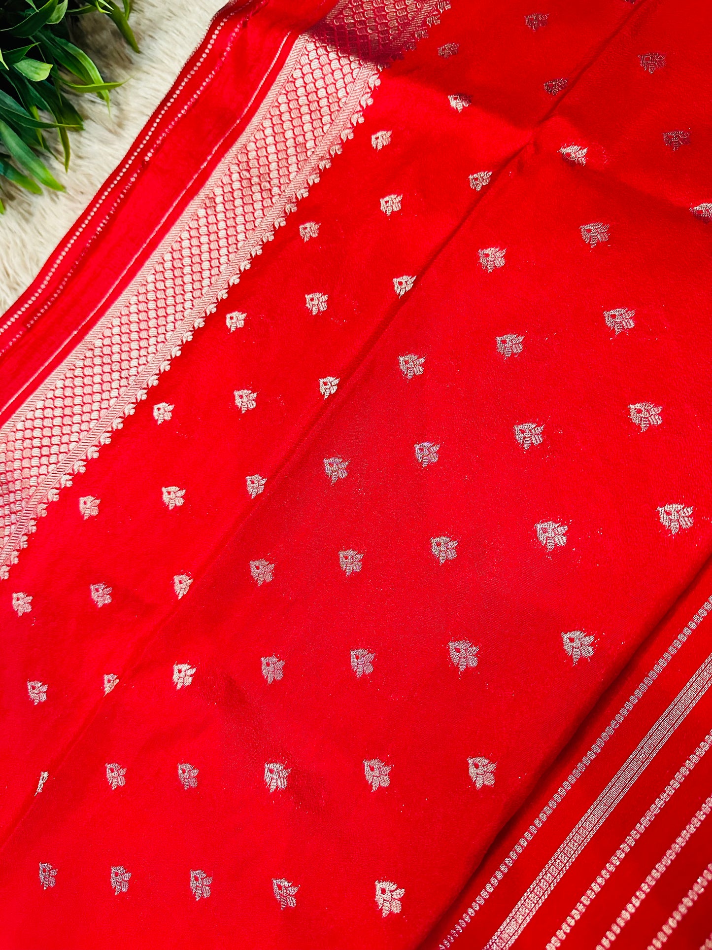 Red Silk Saree with Mysore Mango Border
