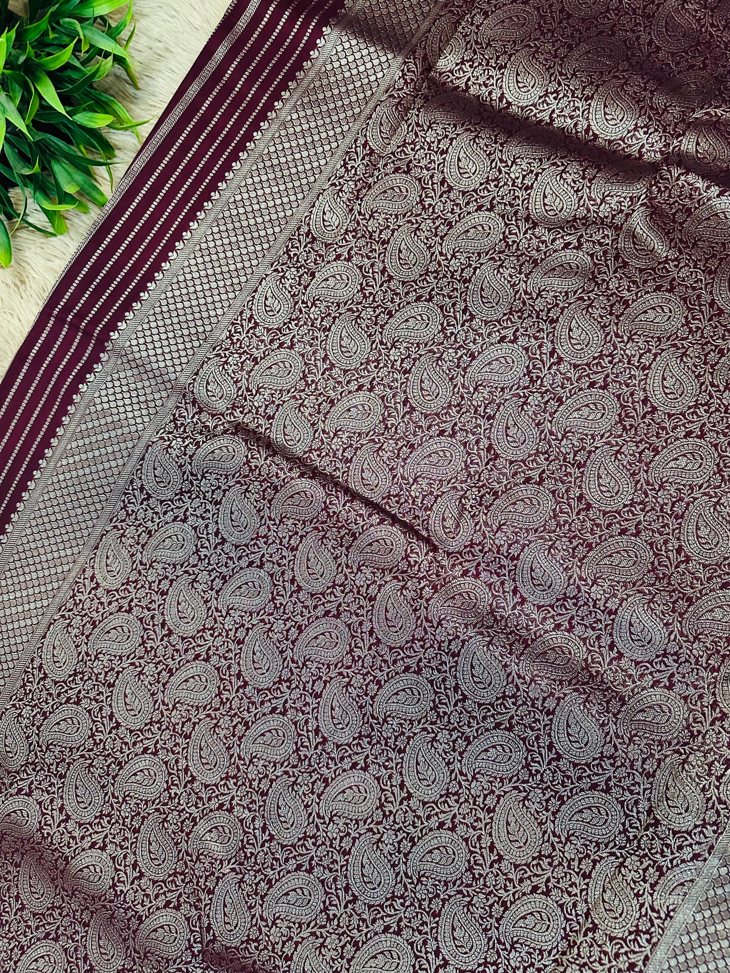 Deep Maroon Silk Saree with Mysore Mango Border