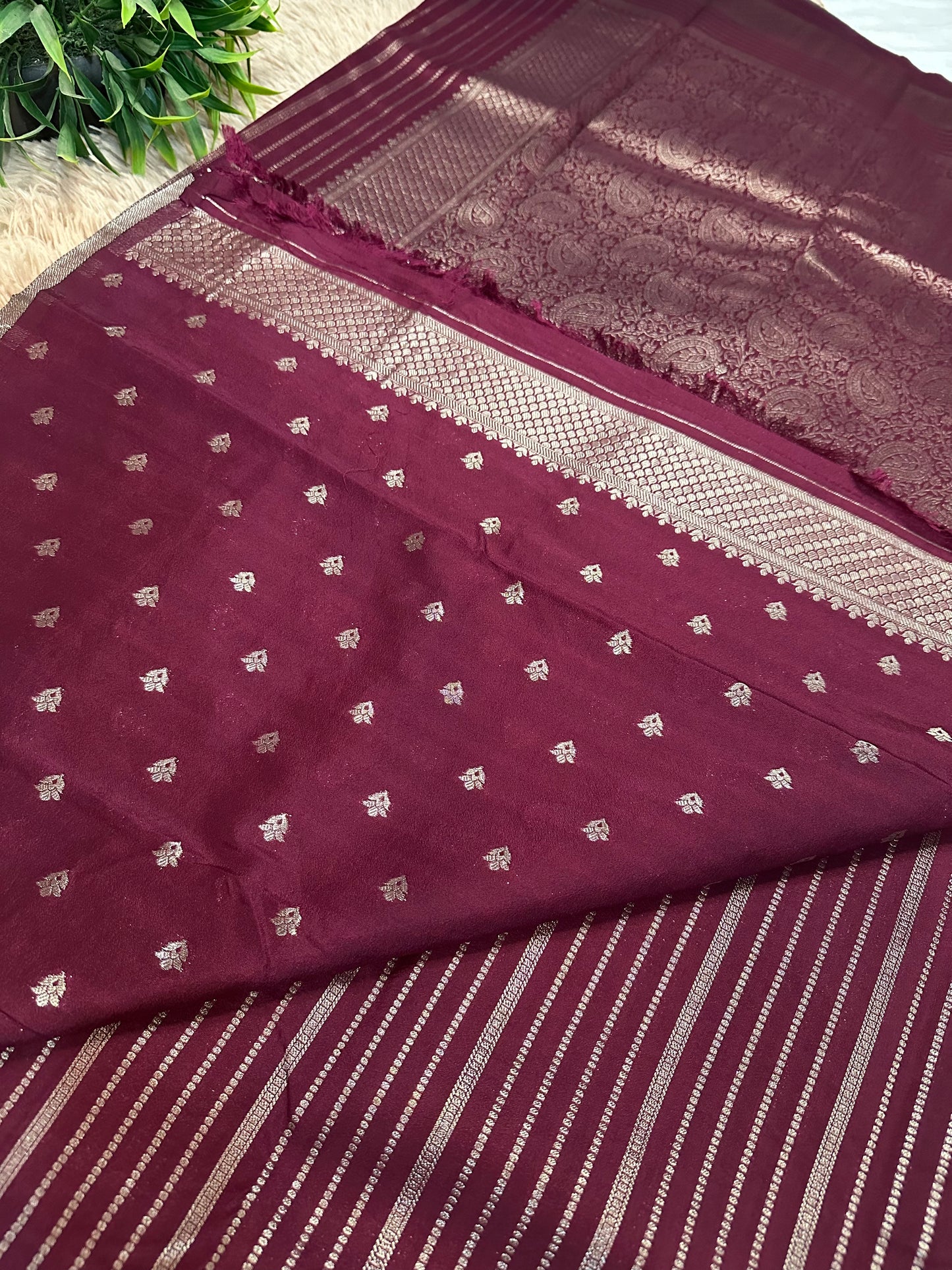 Deep Maroon Silk Saree with Mysore Mango Border