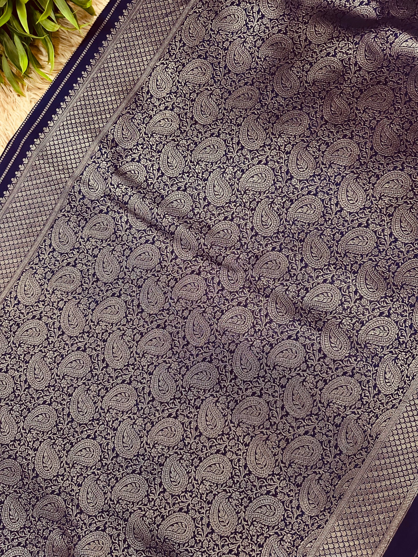 Royal Purple Silk Saree with Mysore Mango Border