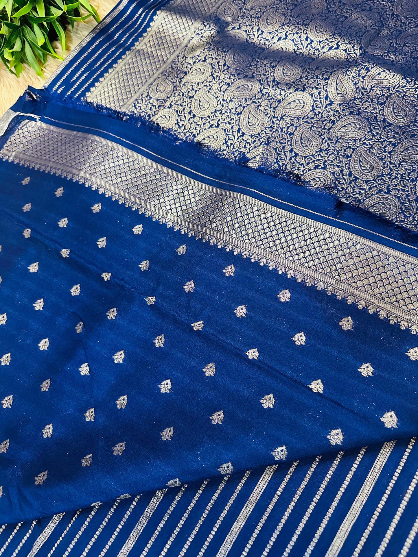 Royal Blue Silk Saree with Mysore Mango Border
