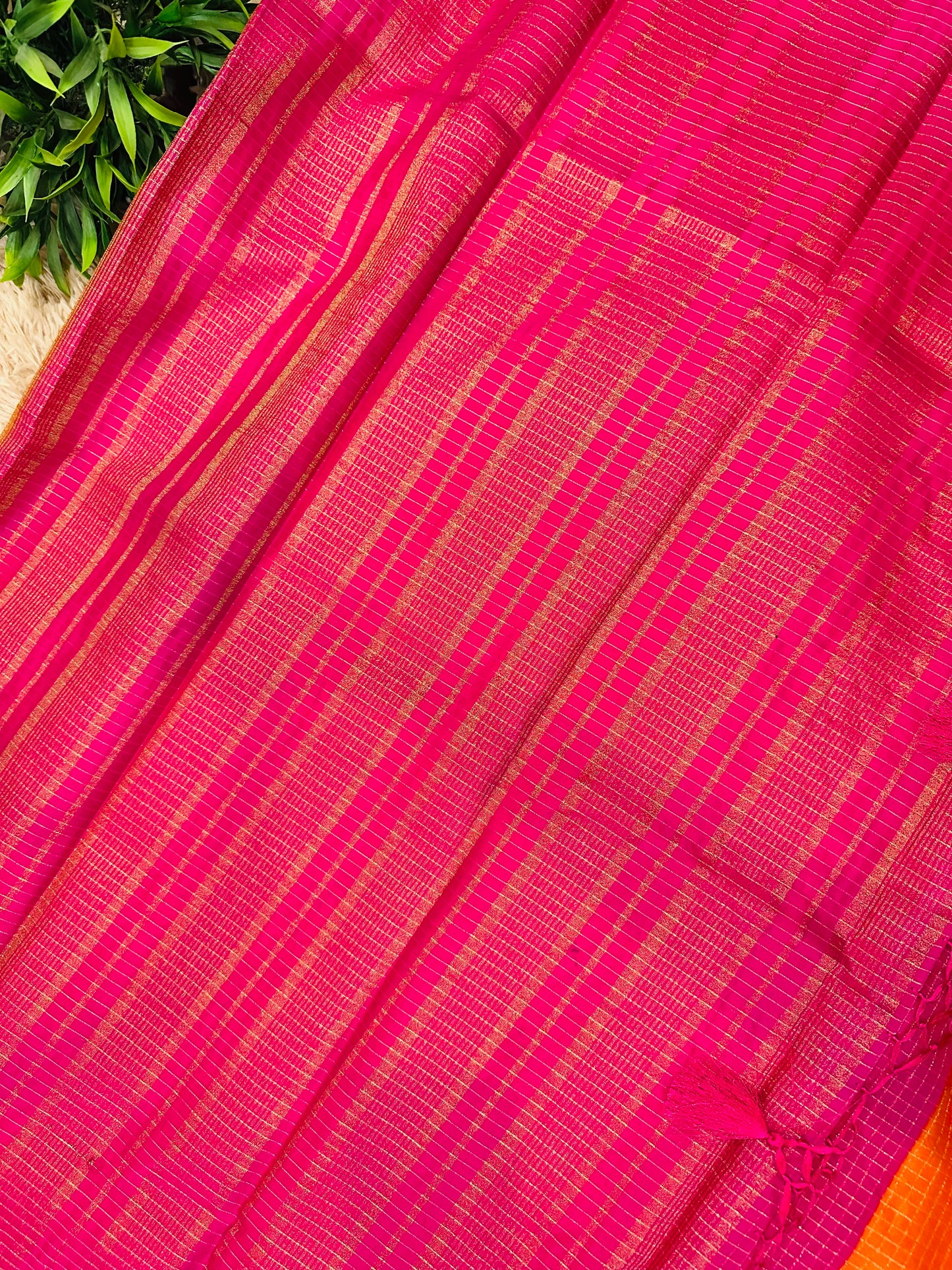 Orange Mysore Crepe Silk Saree