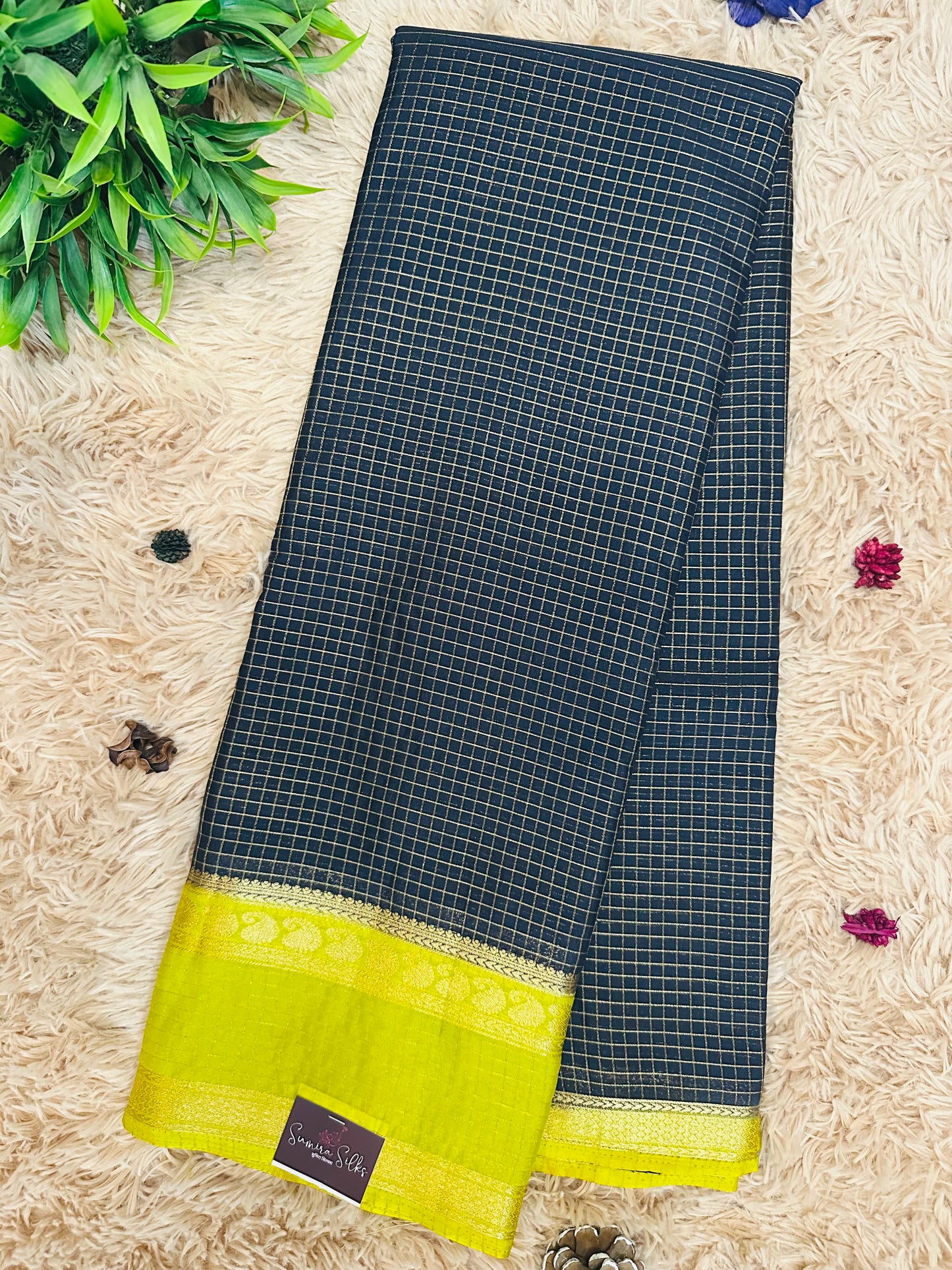 Black Mysore Crepe Silk Saree