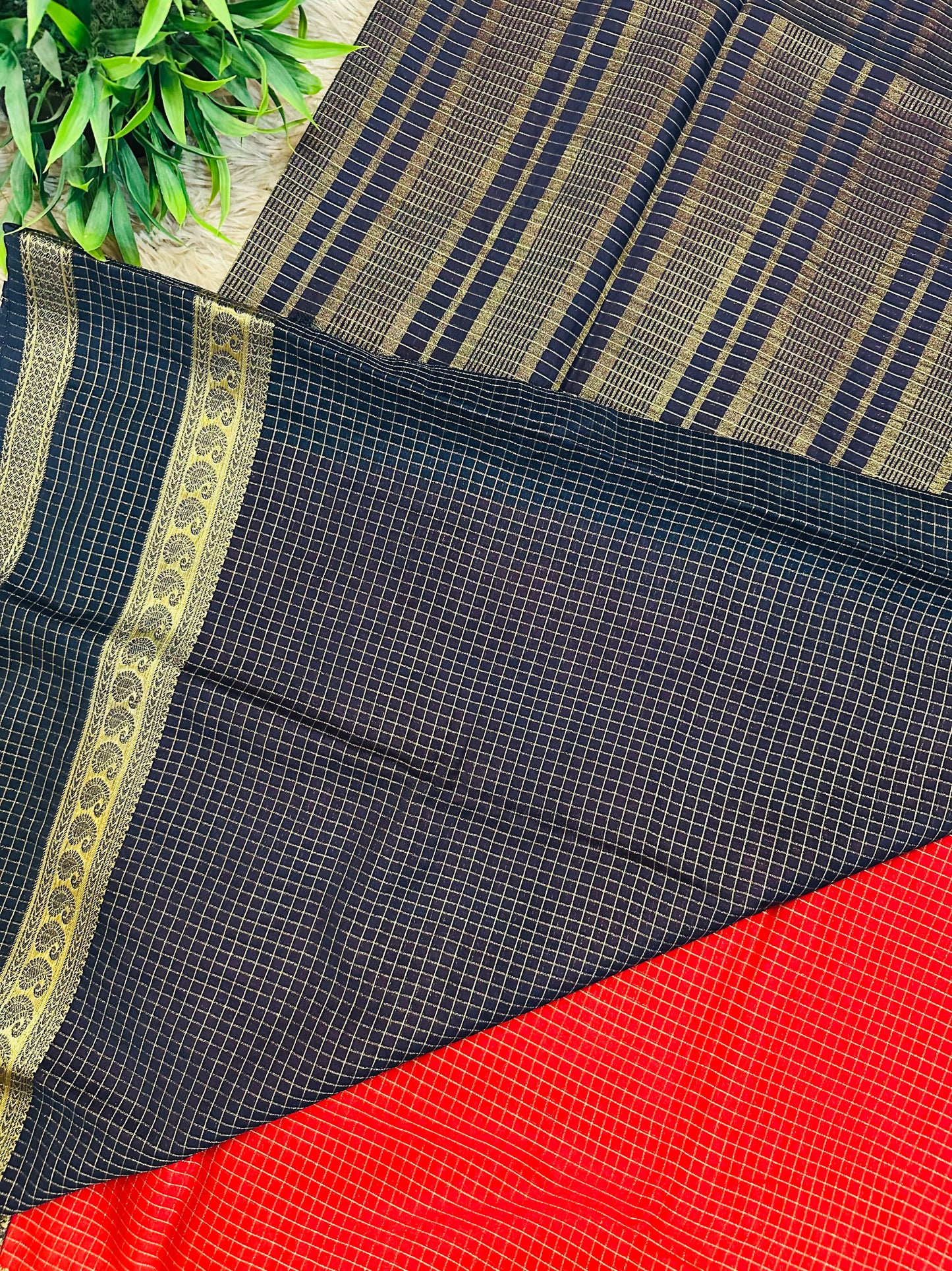 Red Mysore Crepe Silk Saree
