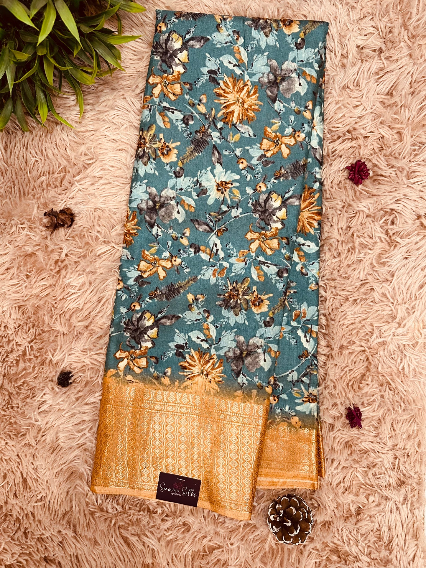 Teal Blue Madurai Silk Saree