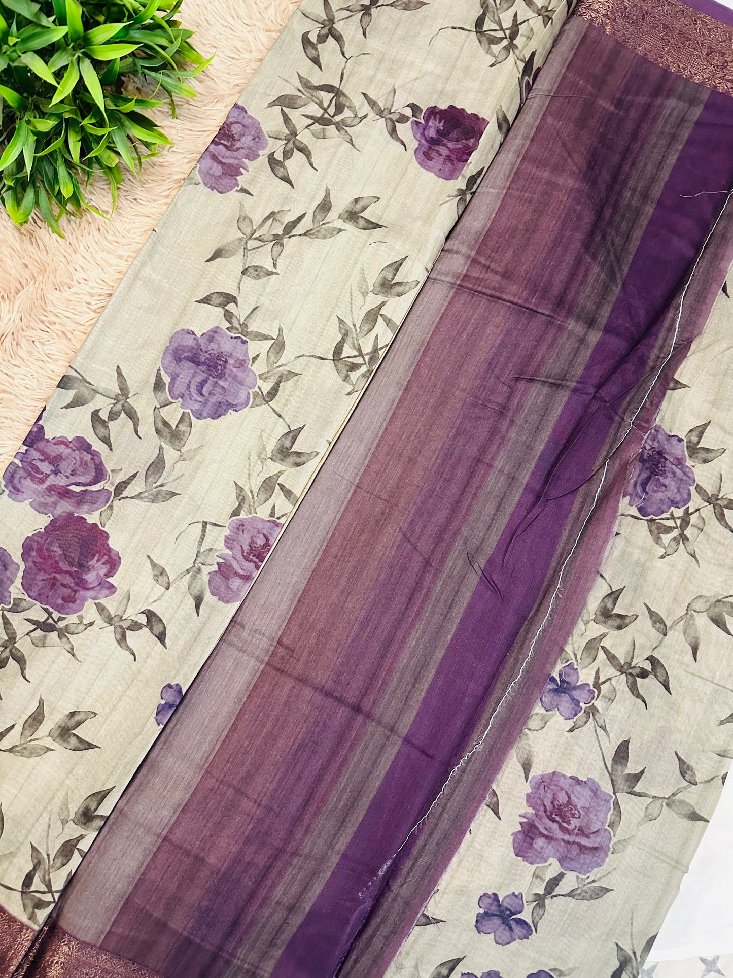 Purple Soft Cotton Silk Saree