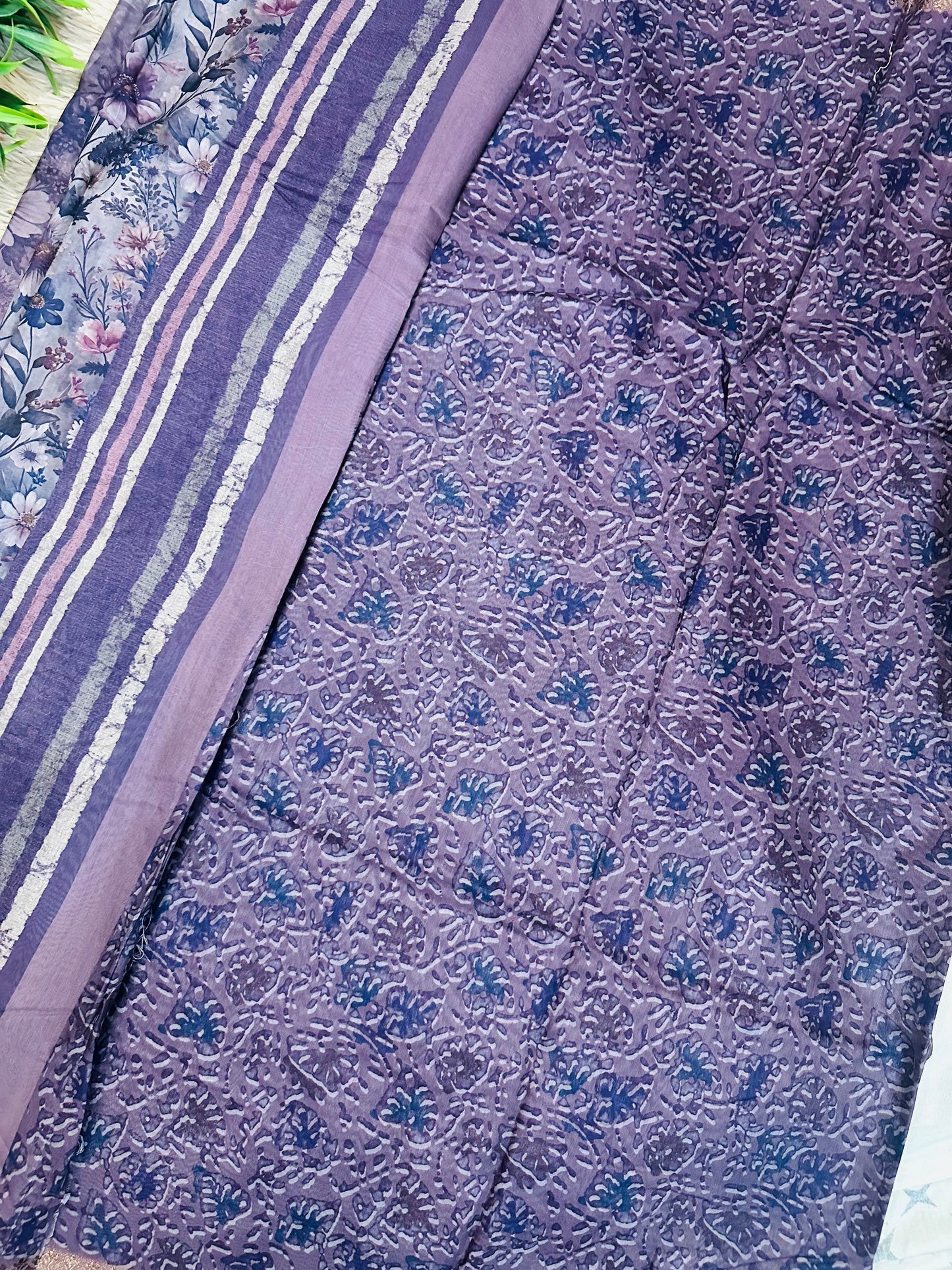 Light Purple Soft Cotton Silk Saree