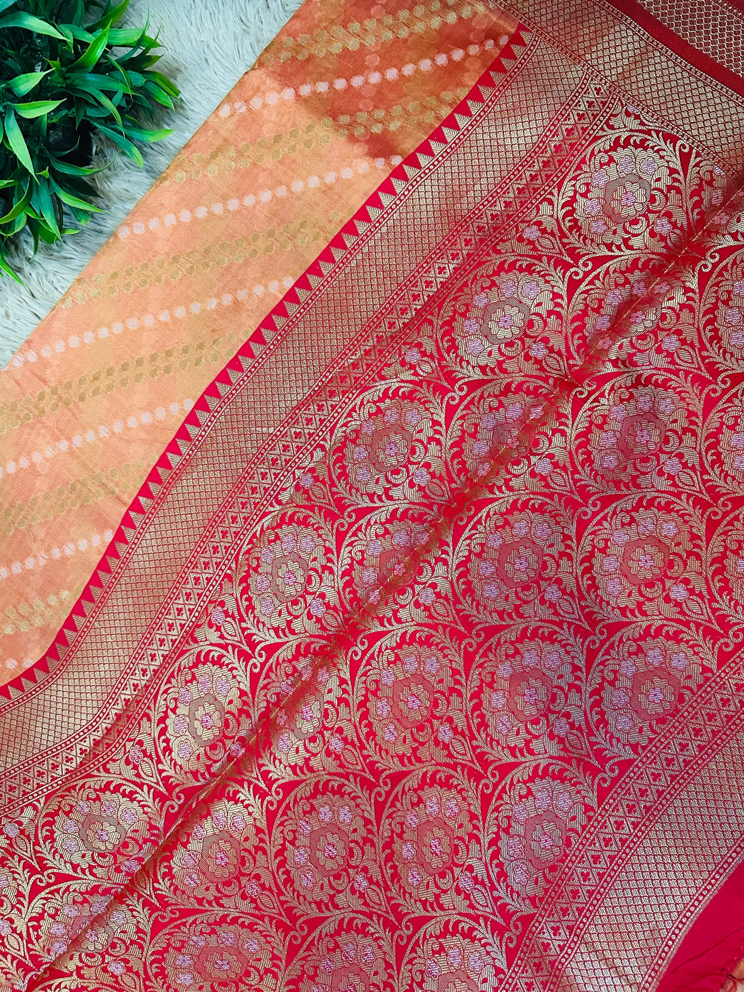 Orange Soft Kosa Silk Saree