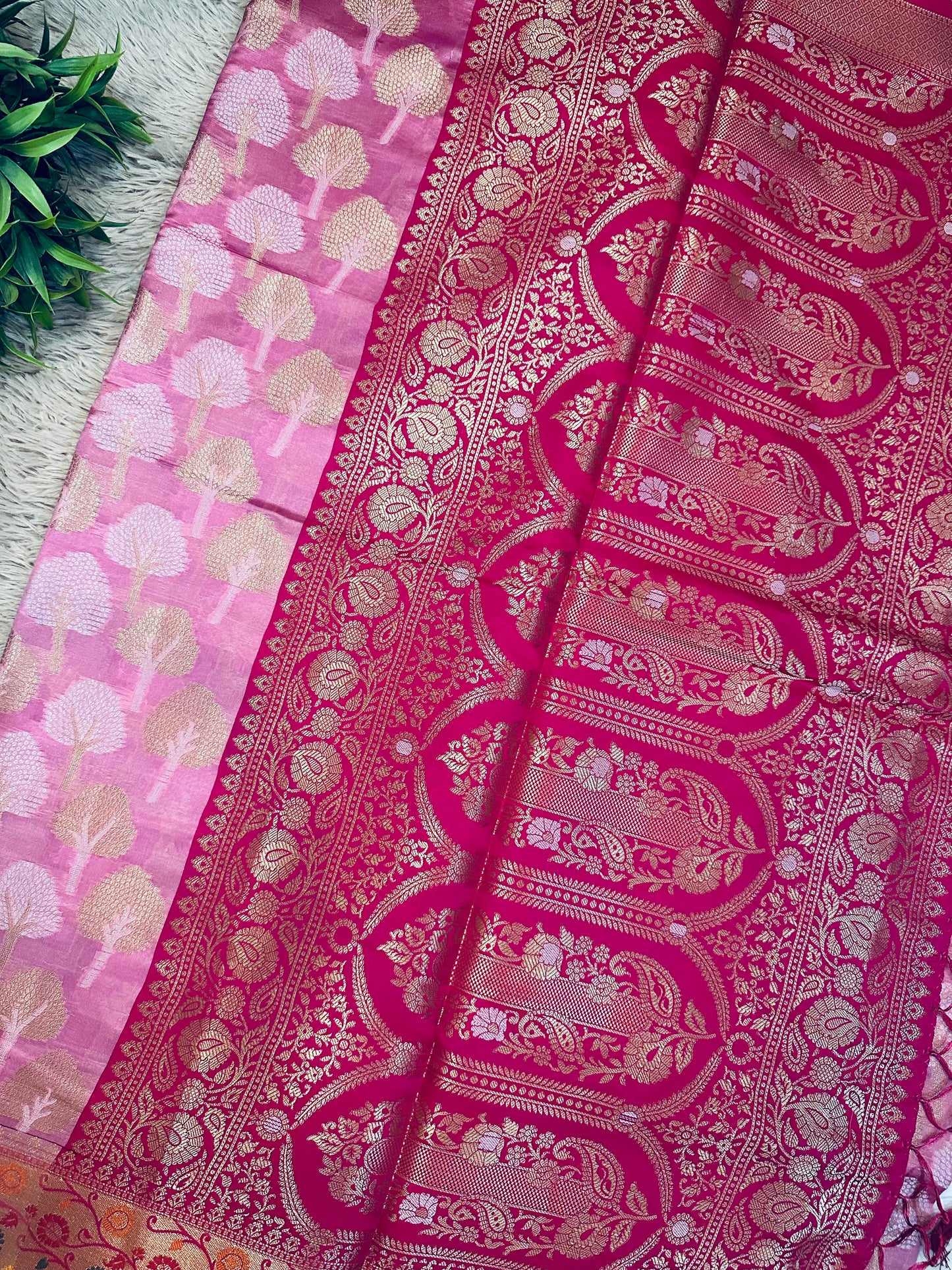 Light Pink Soft Kosa Silk Saree
