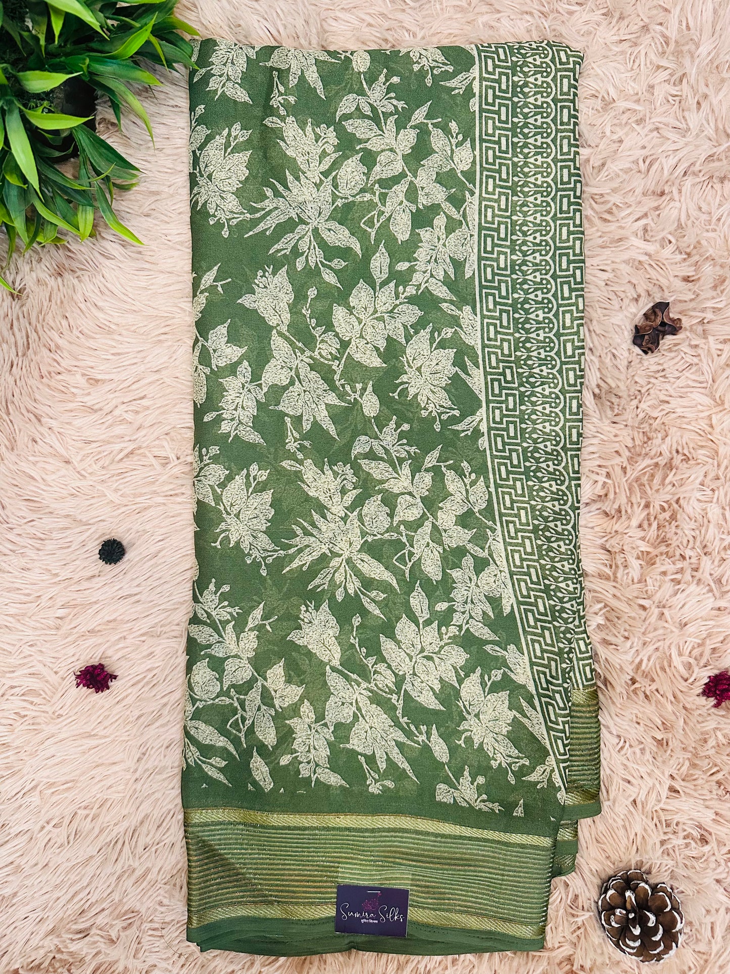 Green Soft Georgette Saree