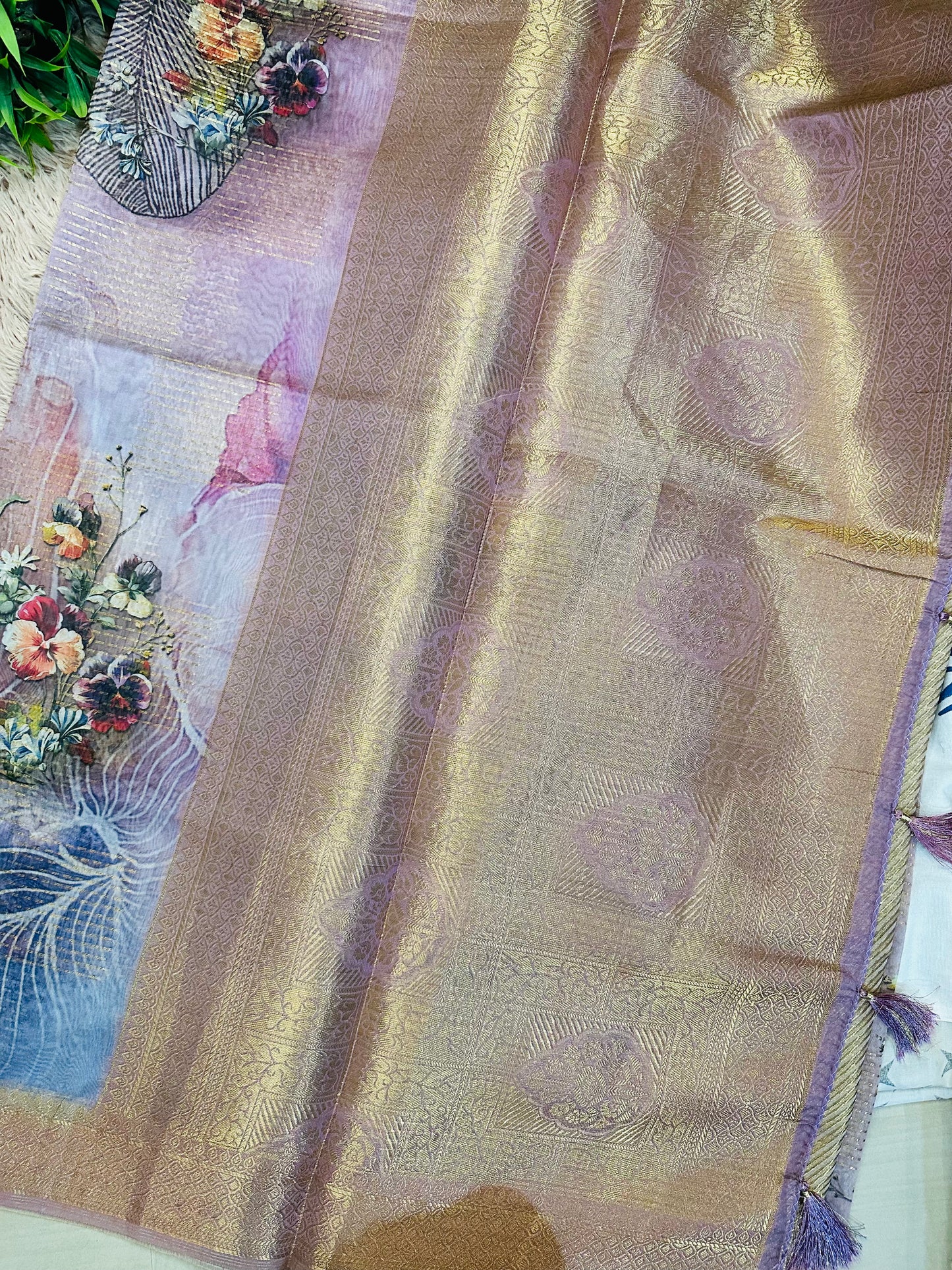 Mauve Tissue Silk Saree