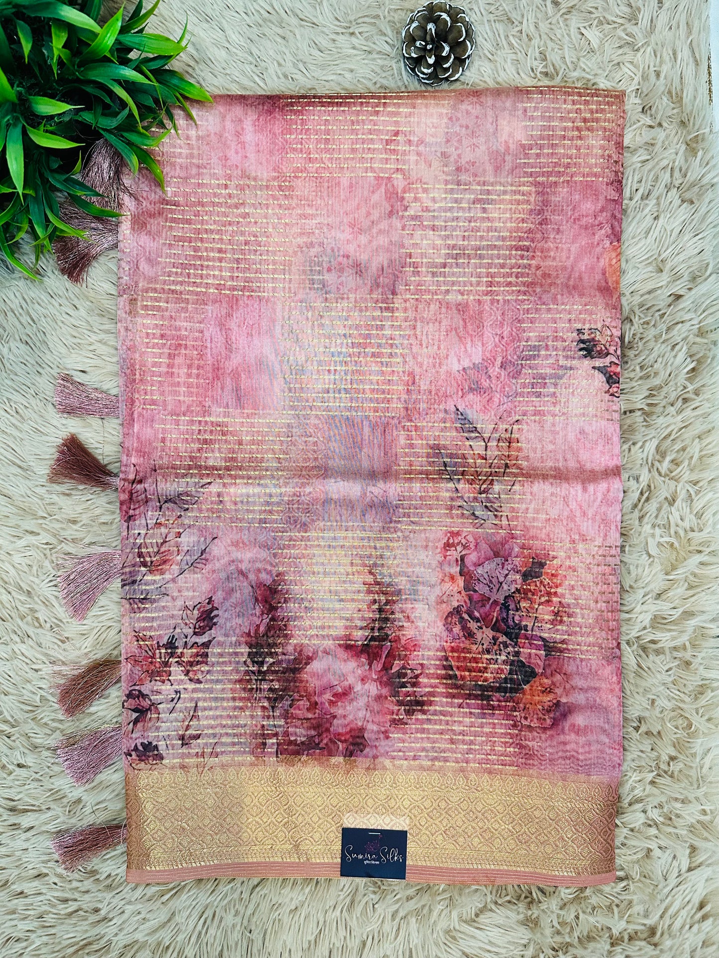 Pink Tissue Silk Saree