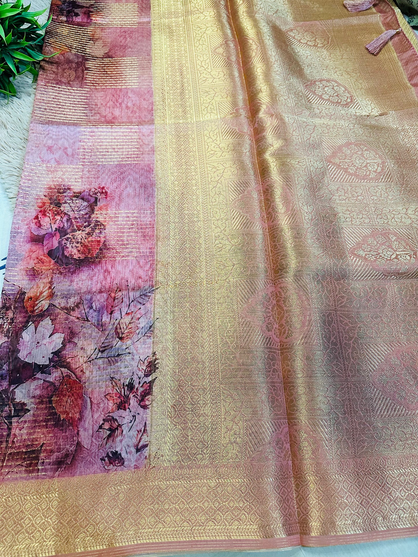 Pink Tissue Silk Saree
