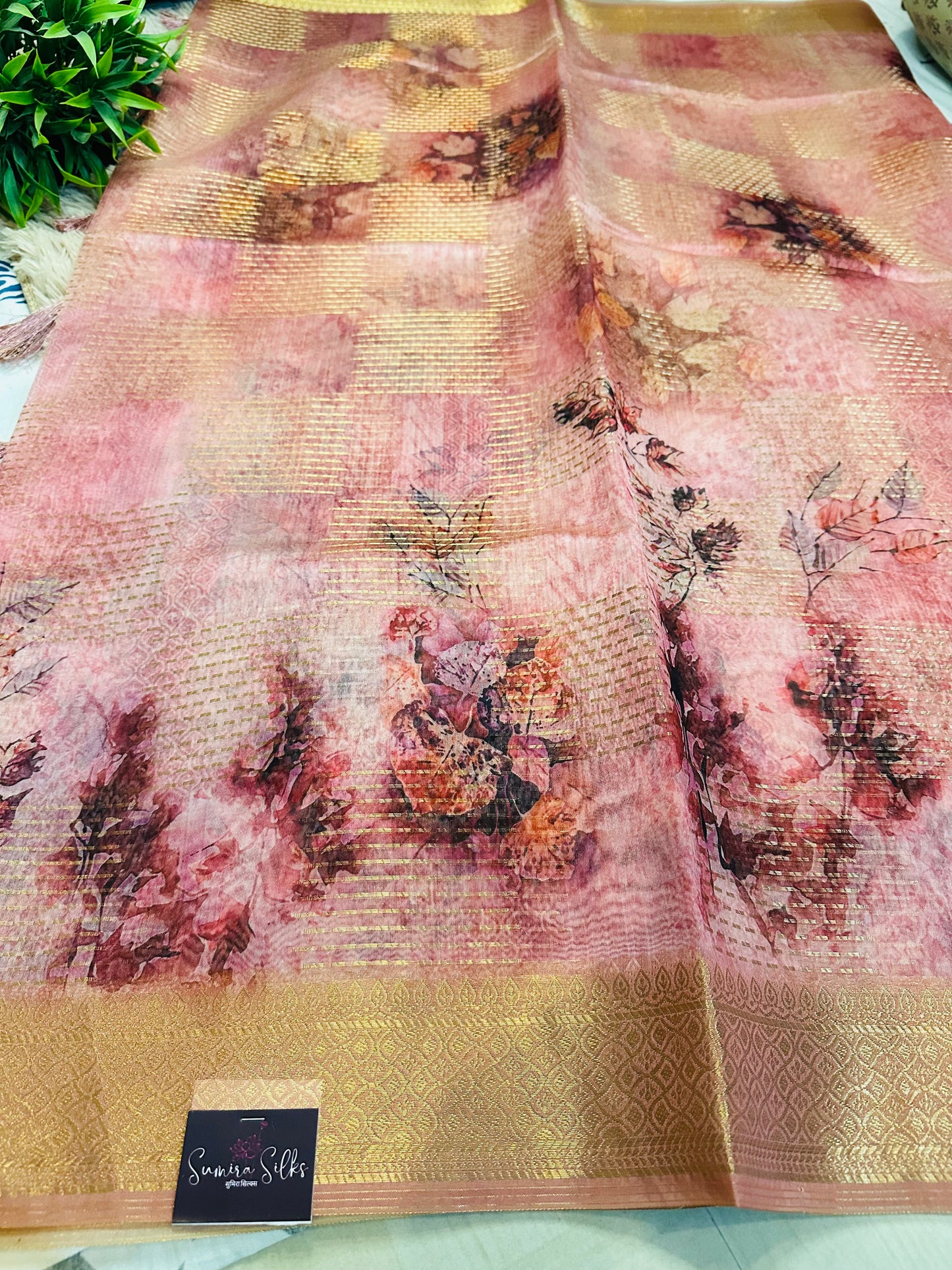 Pink Tissue Silk Saree