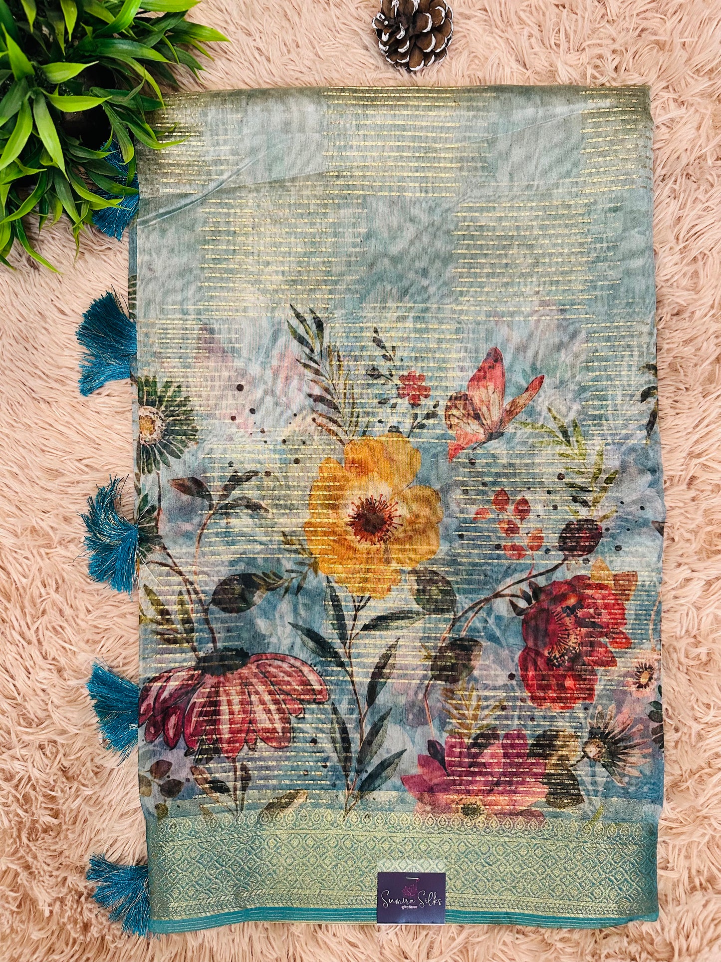 Blue Tissue Silk Saree