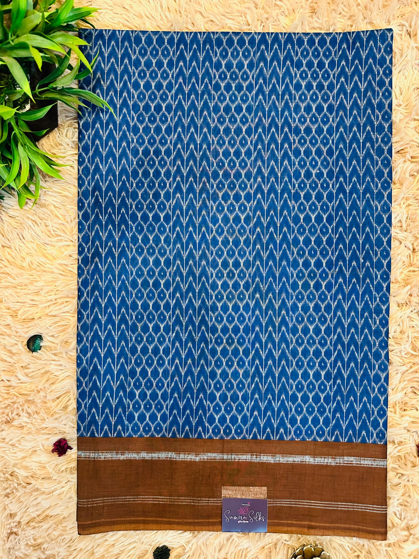 Blue Pure Cotton Printed Saree