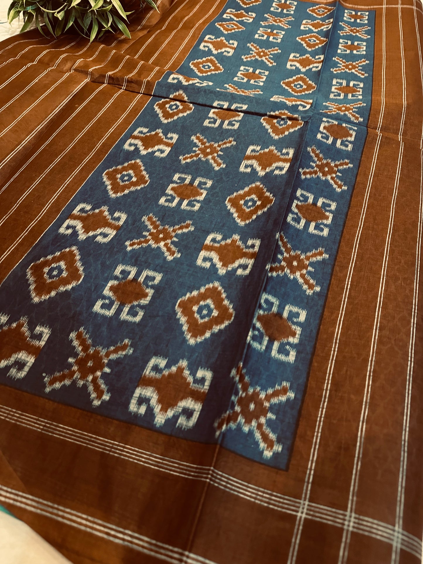 Blue Pure Cotton Printed Saree