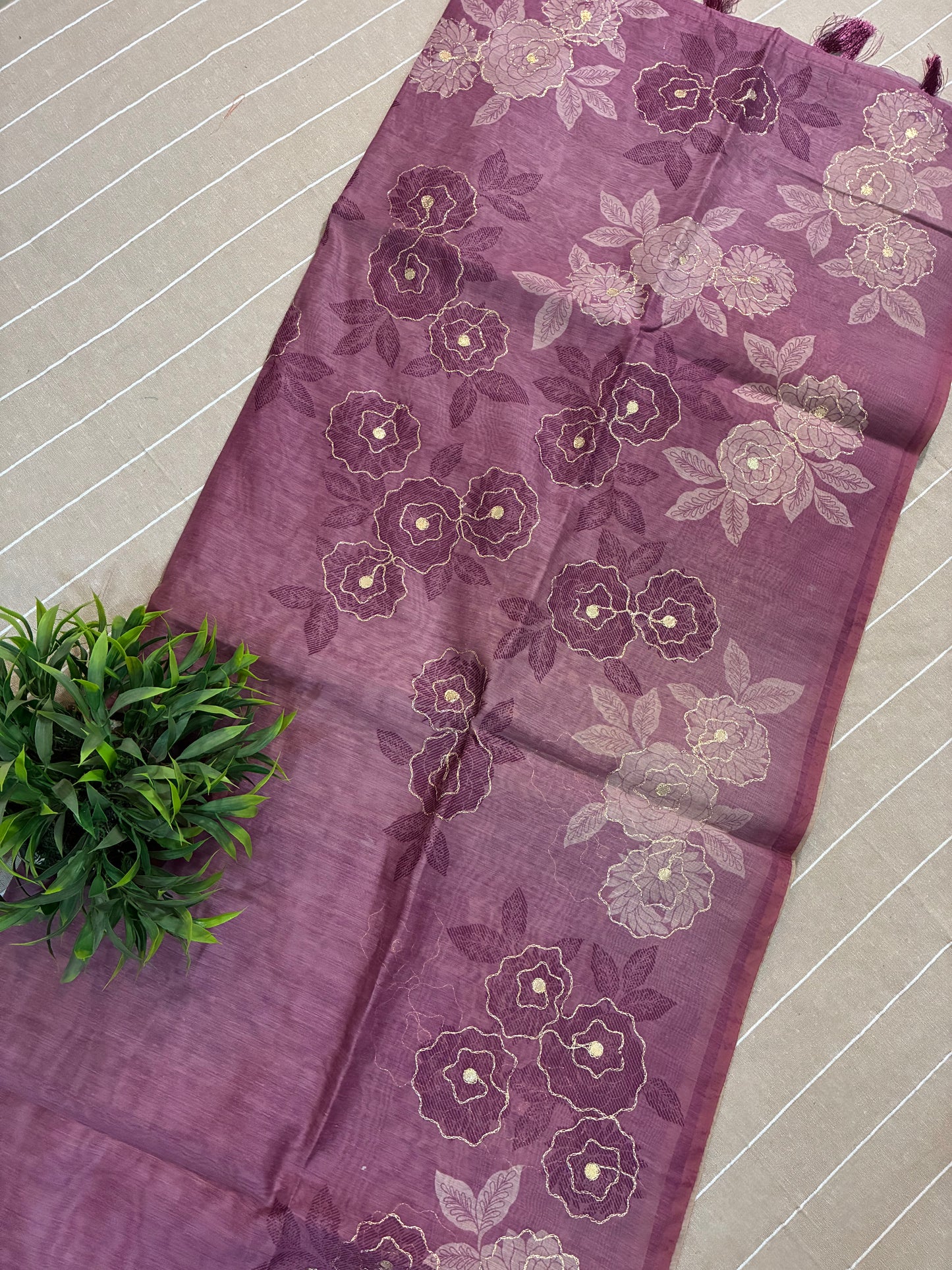 Pink Soft Tussar Silk Saree