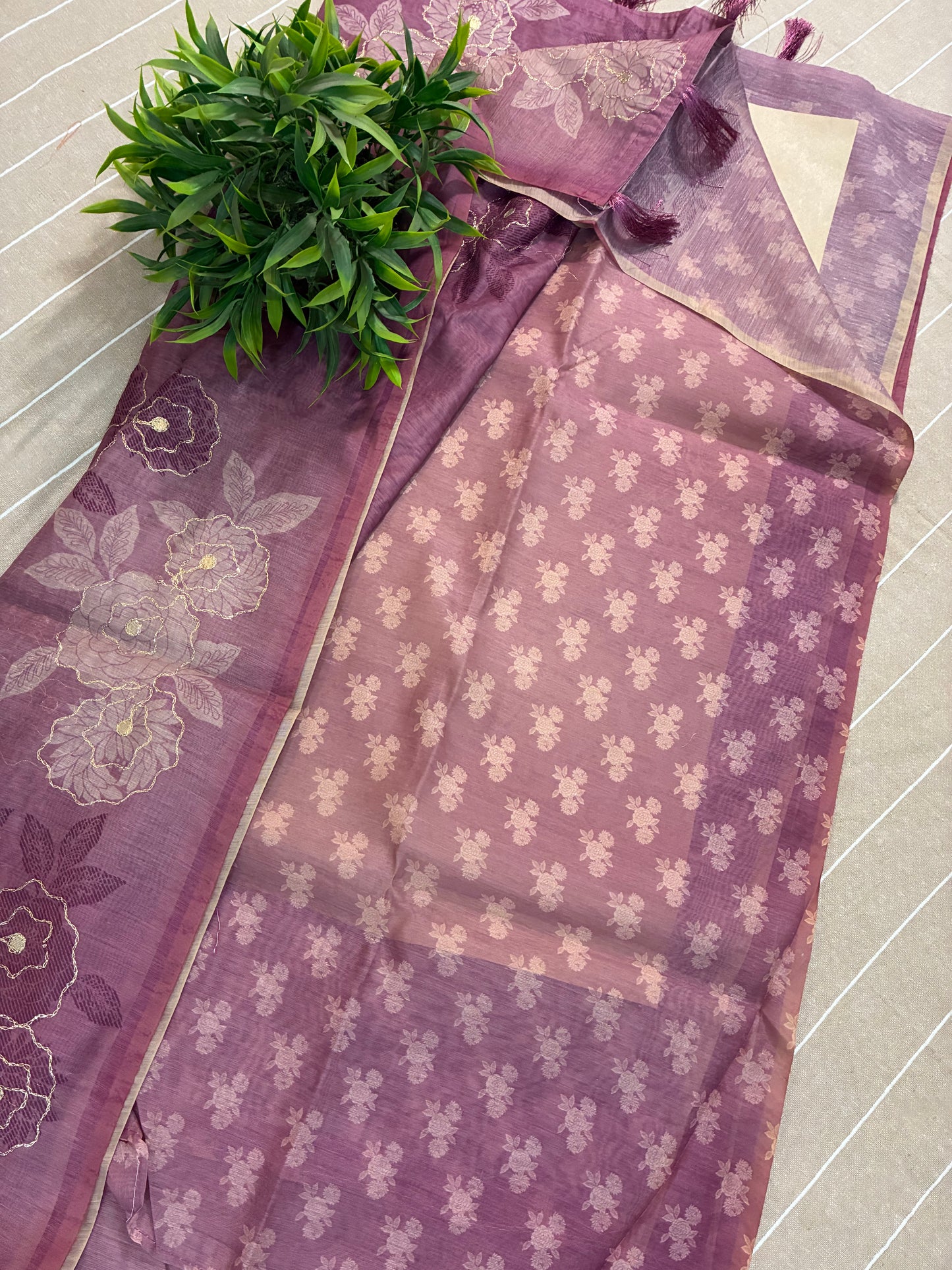 Pink Soft Tussar Silk Saree