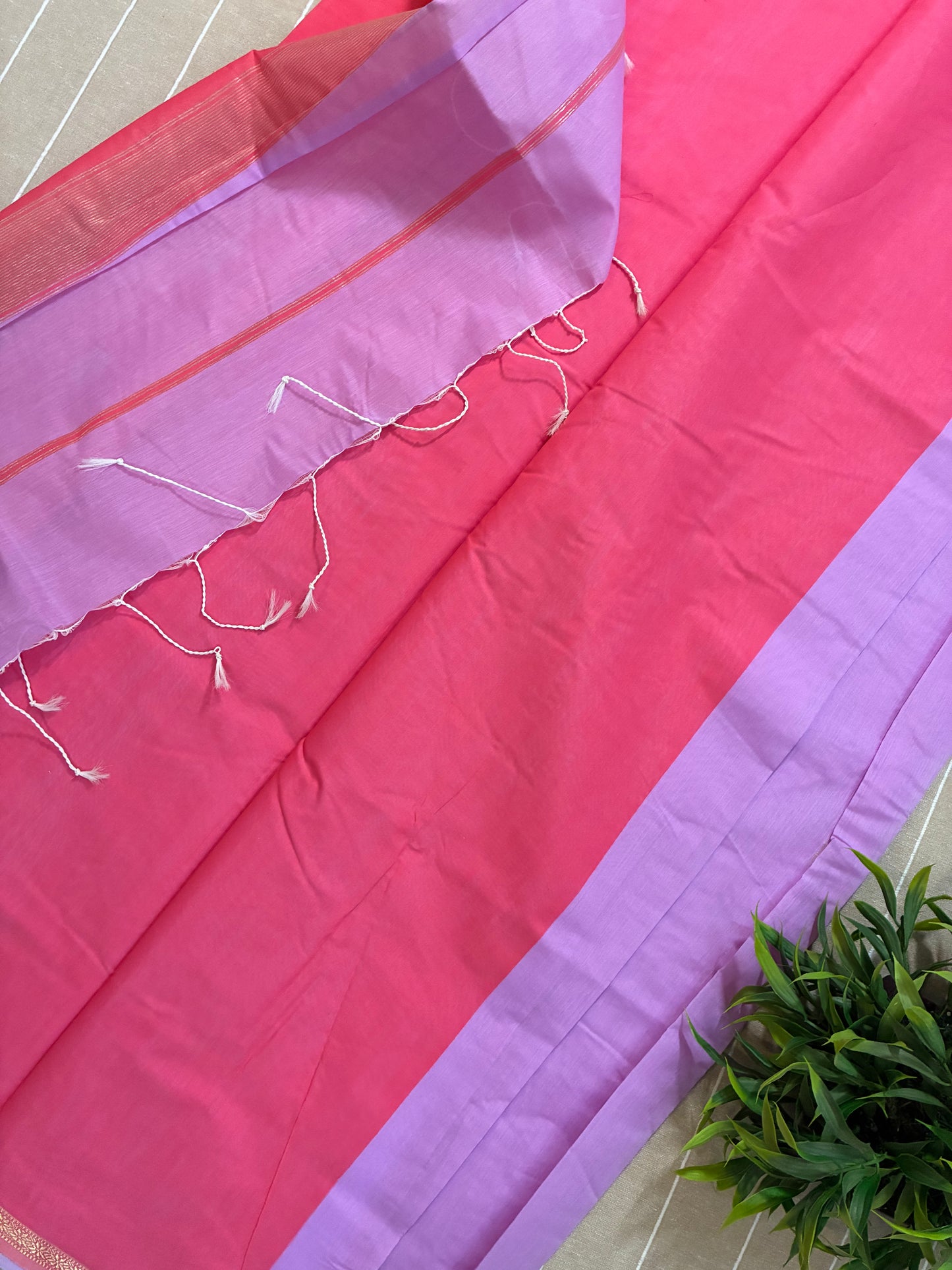 Lavender Maheshwari Cotton Silk Saree