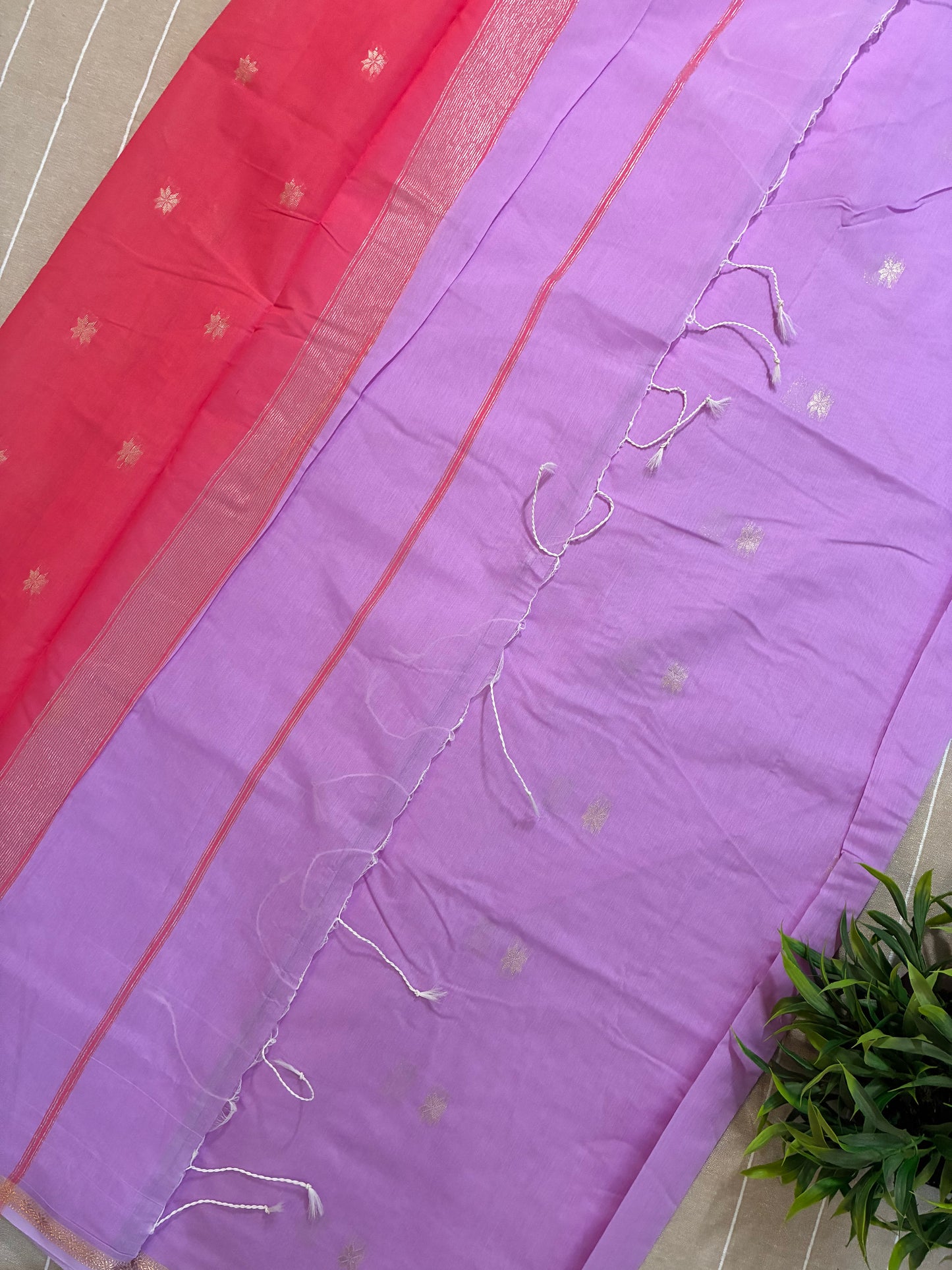 Lavender Maheshwari Cotton Silk Saree