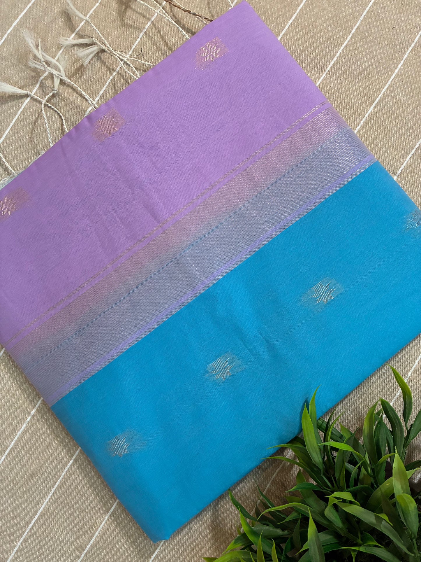 Light Blue Maheshwari Cotton Silk Saree