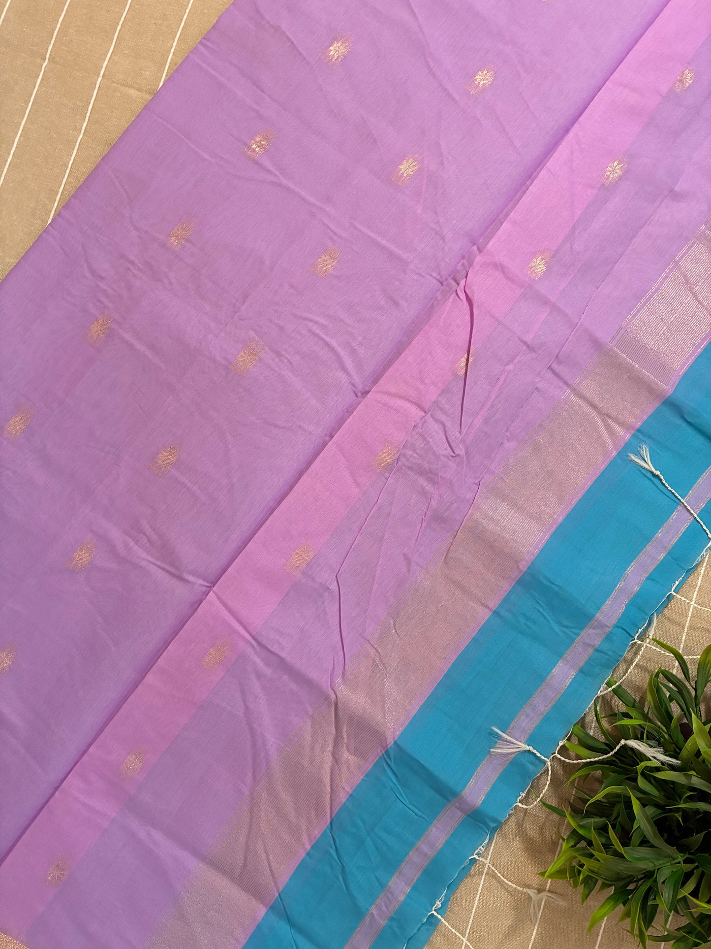 Light Blue Maheshwari Cotton Silk Saree