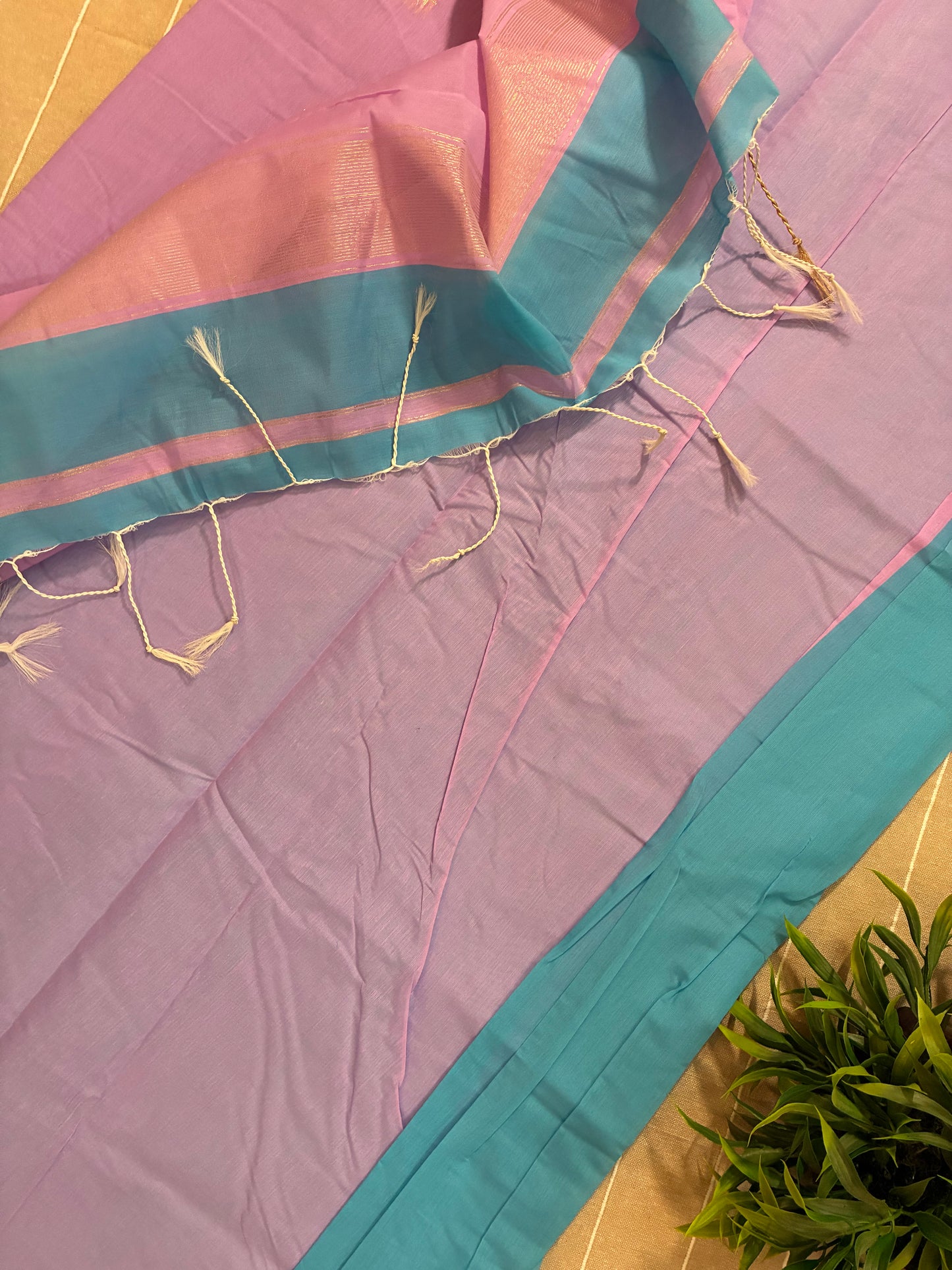 Light Blue Maheshwari Cotton Silk Saree