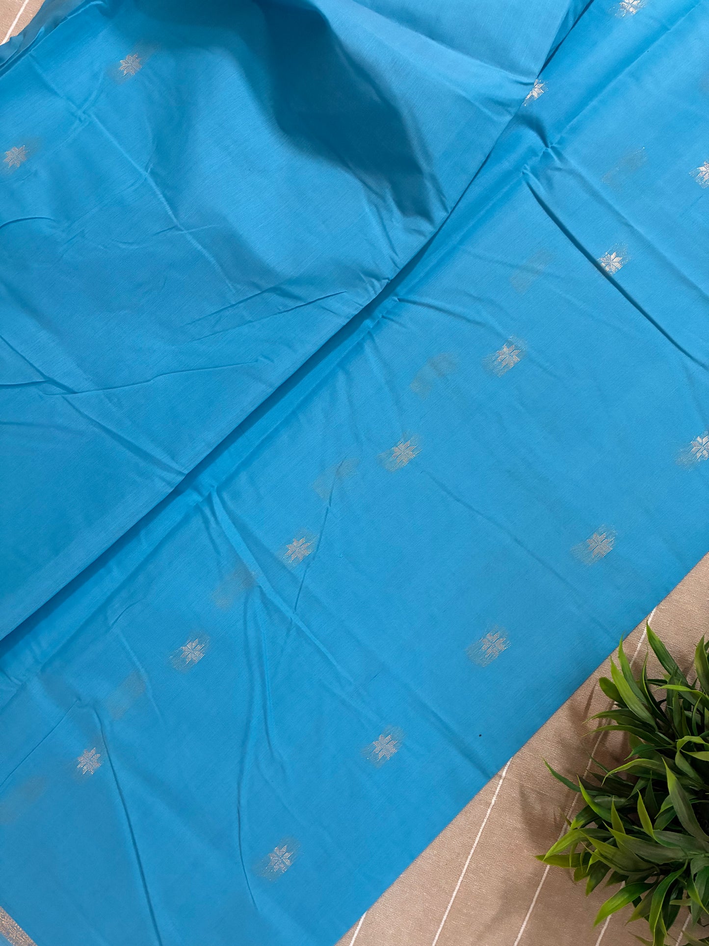 Light Blue Maheshwari Cotton Silk Saree