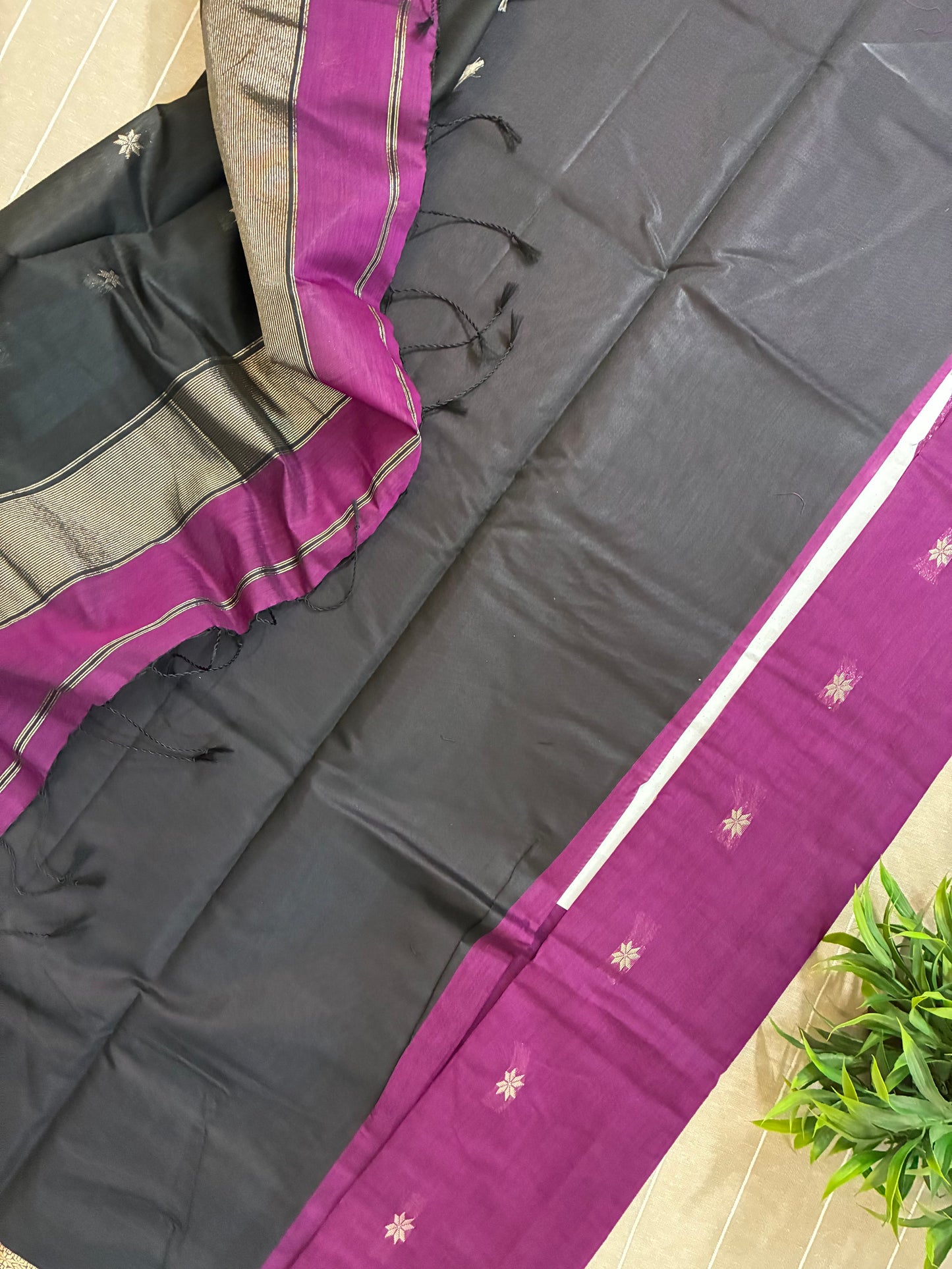 Wine Maheshwari Cotton Silk Saree