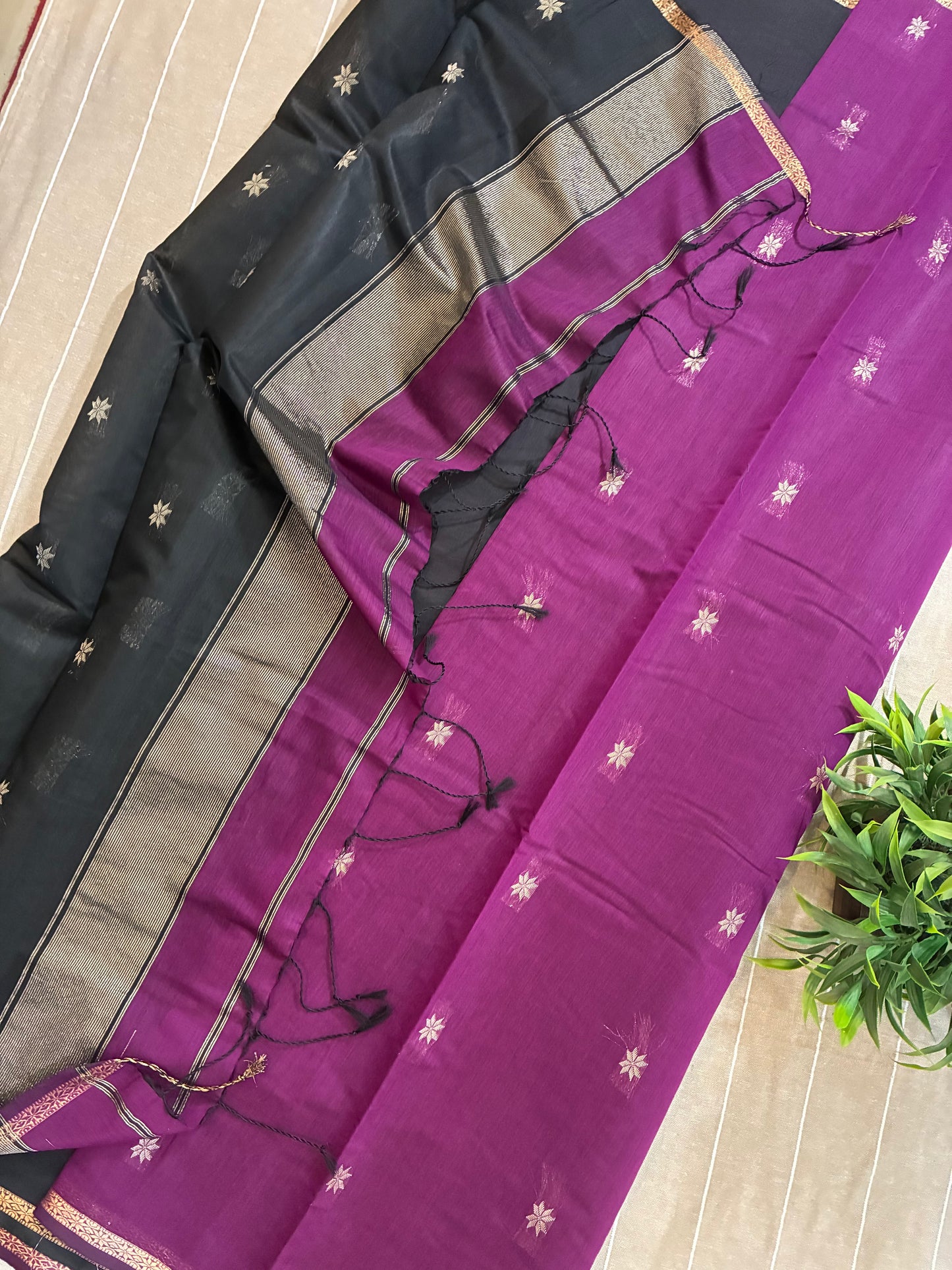 Wine Maheshwari Cotton Silk Saree