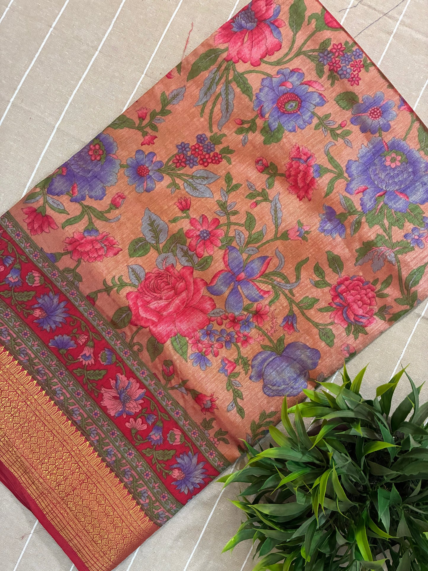 Peach Floral Patola Silk Saree