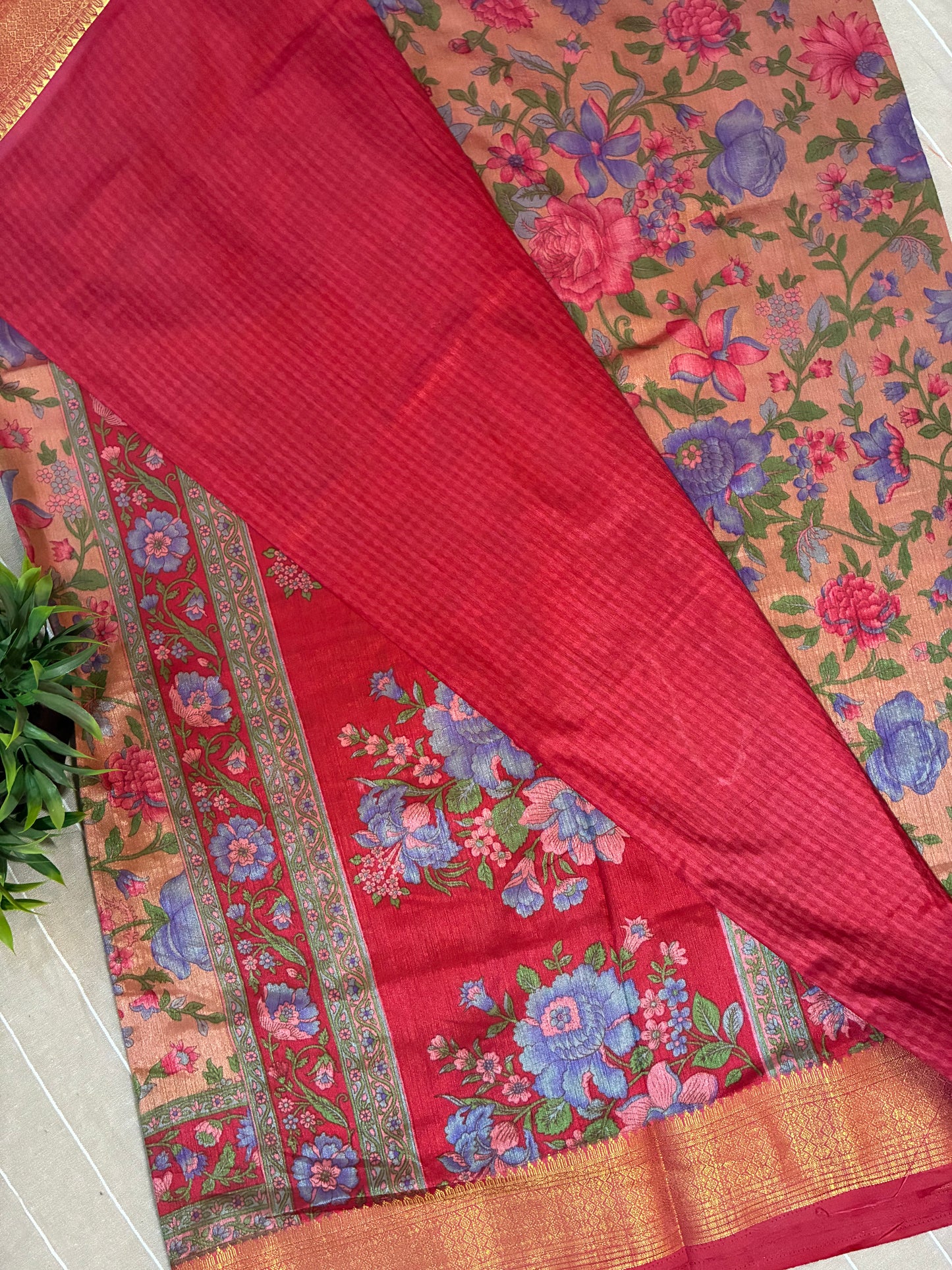 Peach Floral Patola Silk Saree