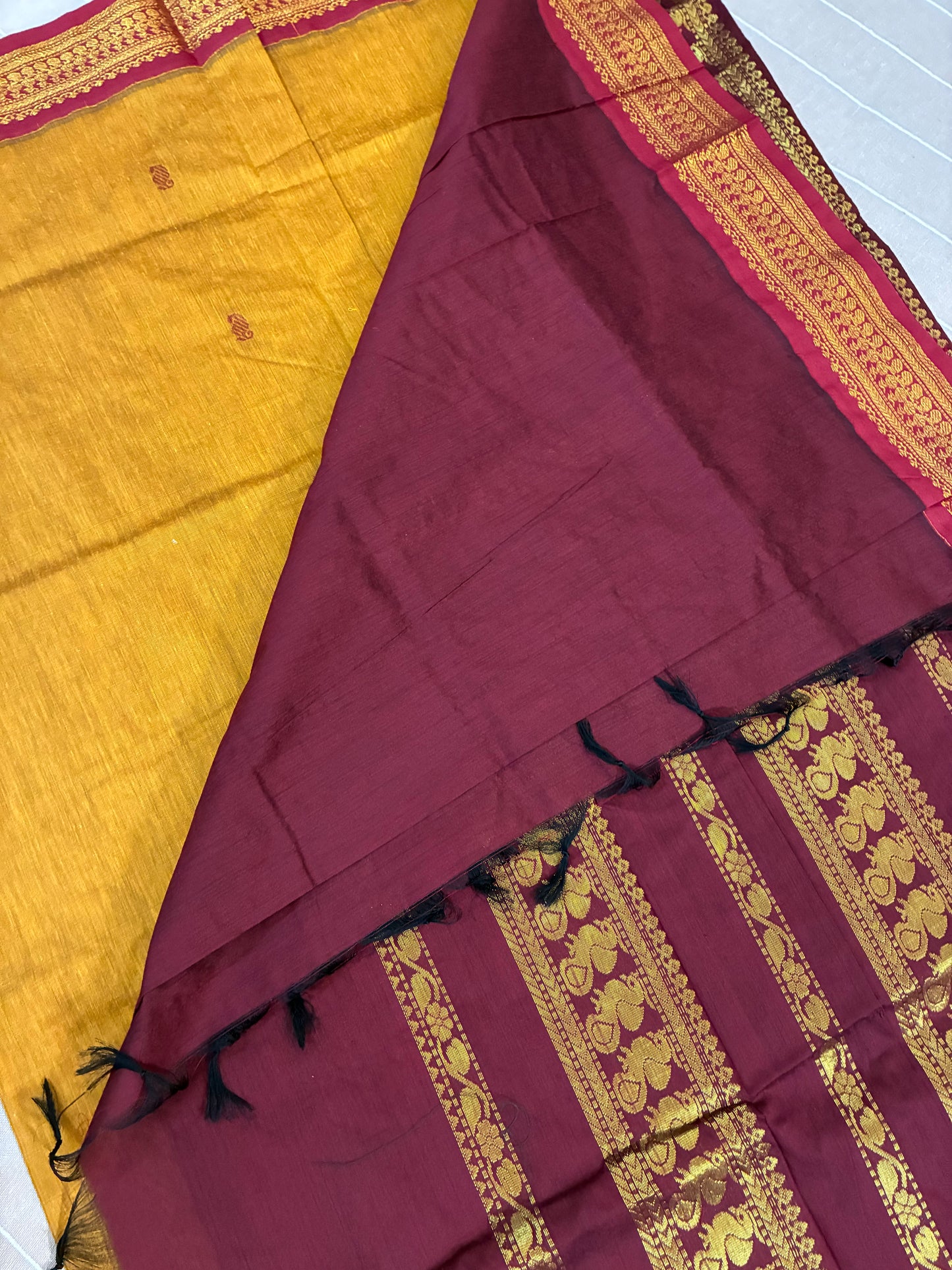 Mustard Pure Kalyani Cotton Saree