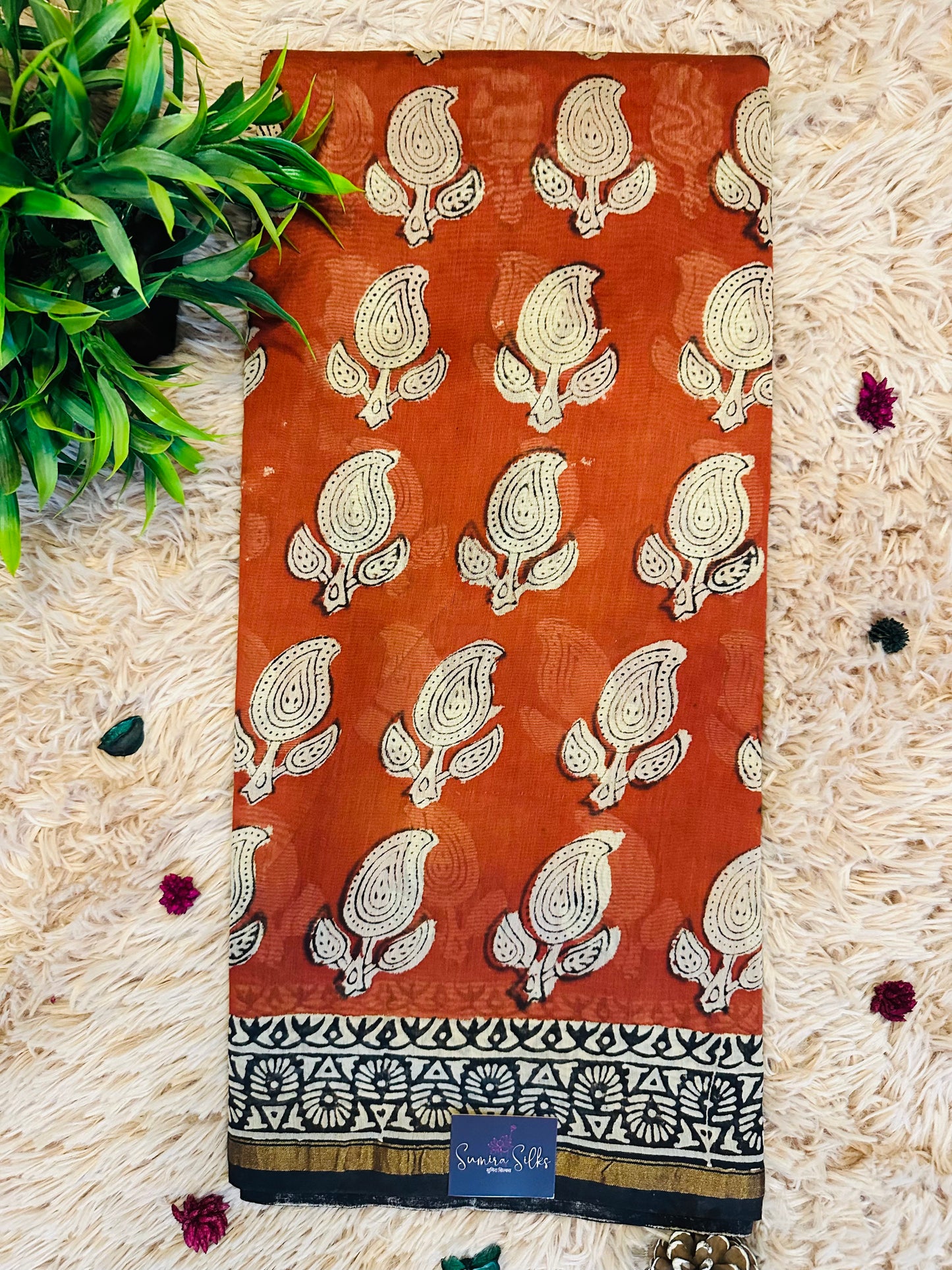 Red Printed Pure Chanderi Silk Saree