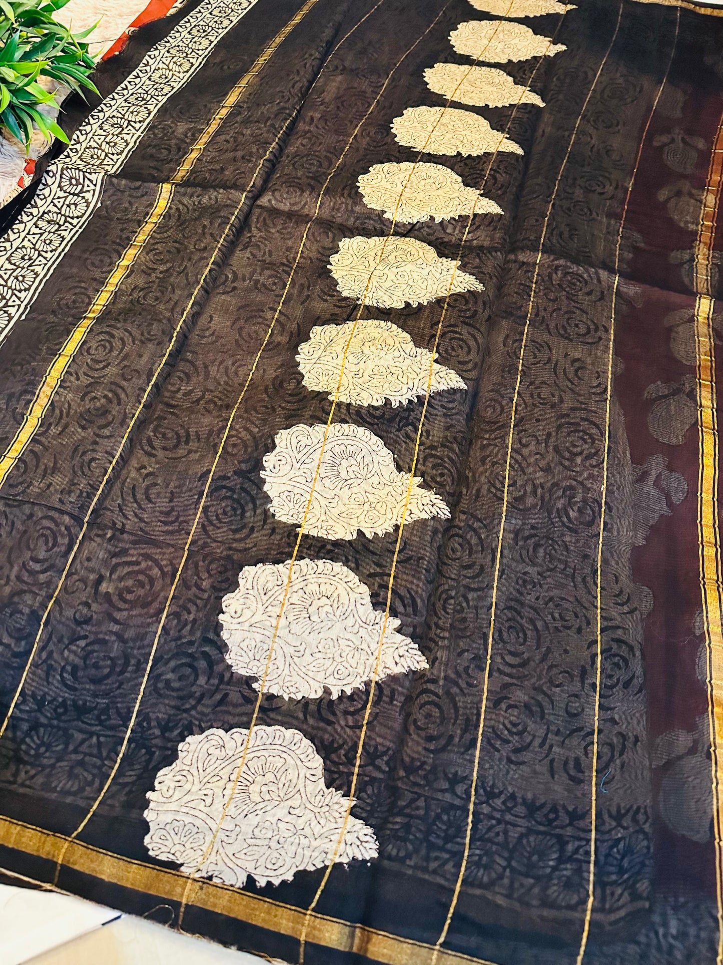 Red Printed Pure Chanderi Silk Saree