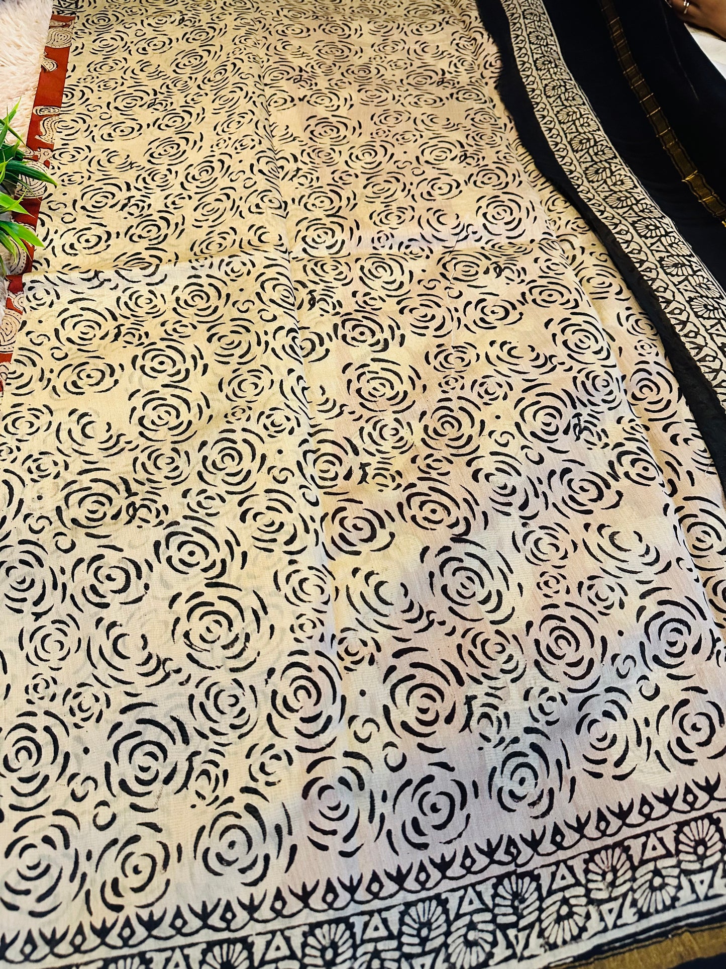 Red Printed Pure Chanderi Silk Saree