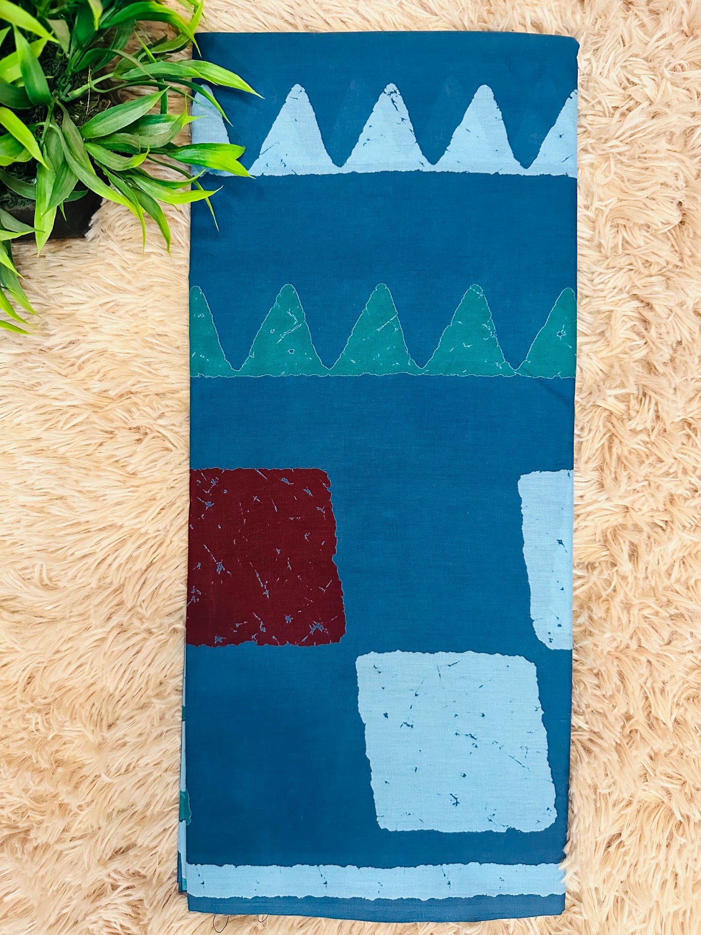 Pastel Blue Pure Mul Cotton Hand Block Printed Saree