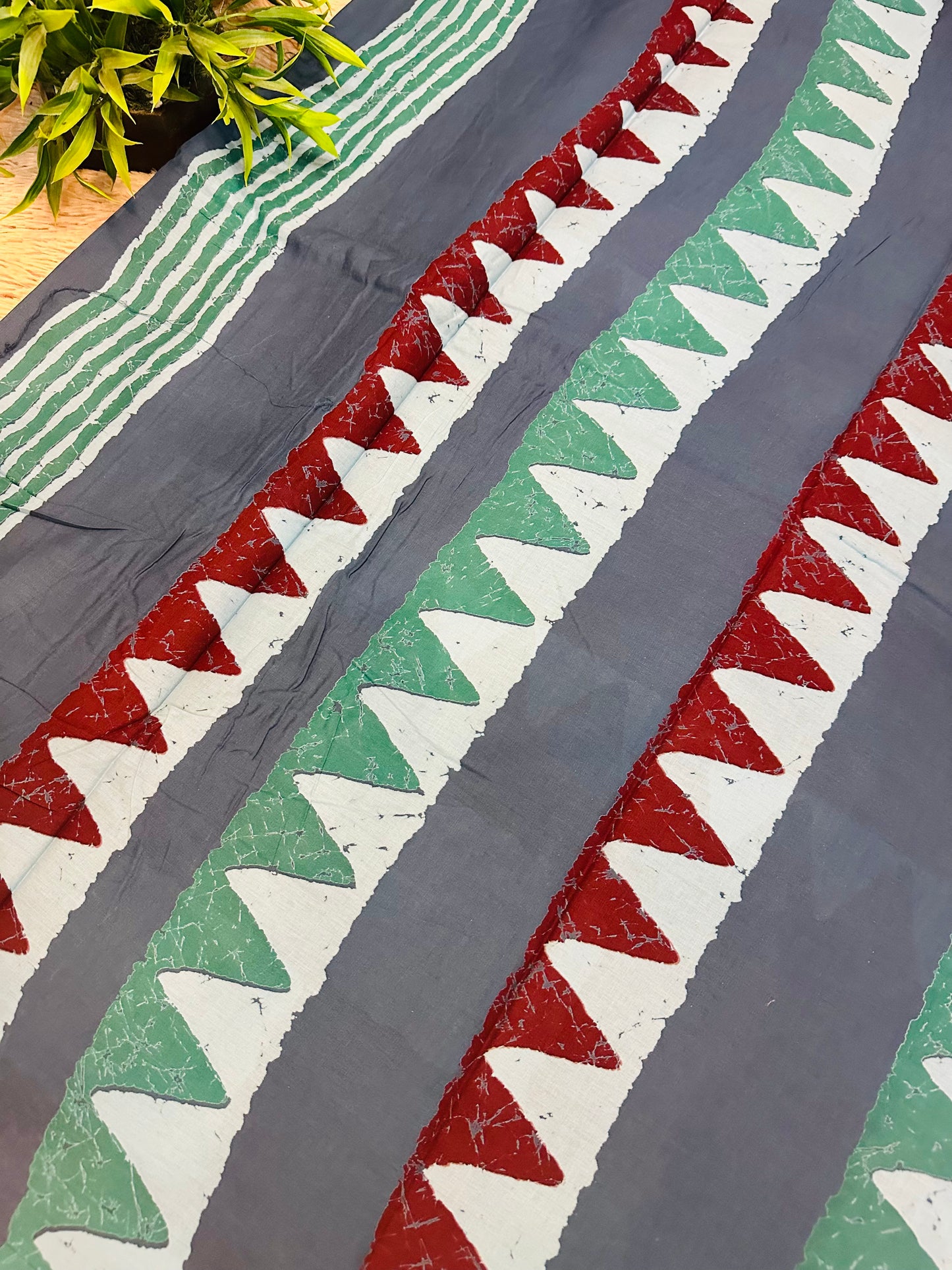 Pastel Blue Pure Mul Cotton Hand Block Printed Saree