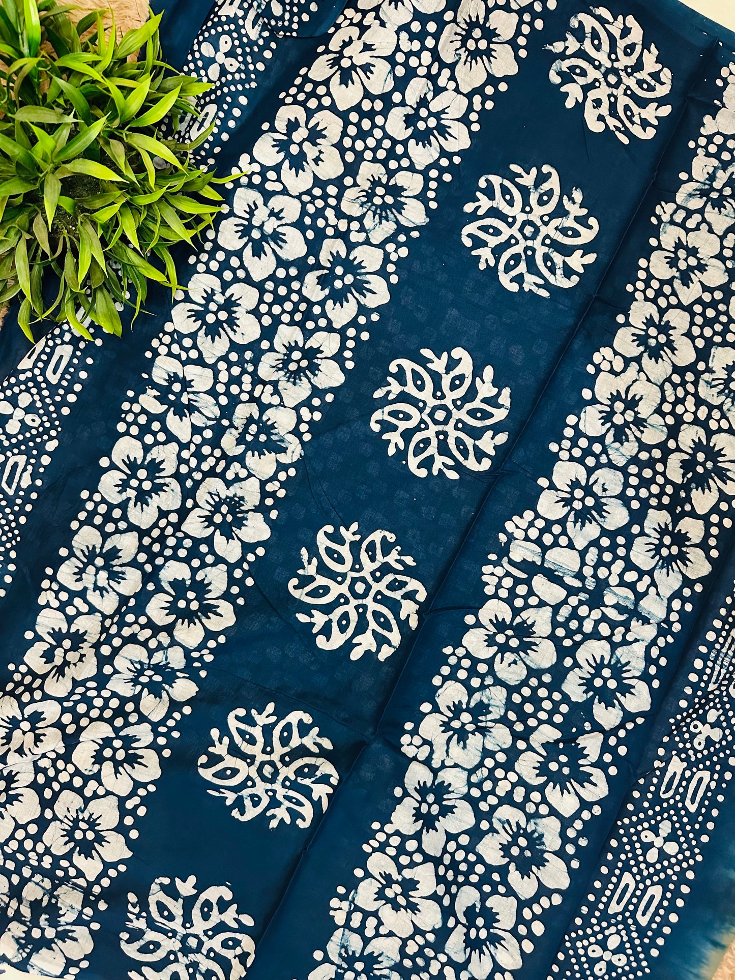 Grey Mul Cotton Hand Block Printed Saree